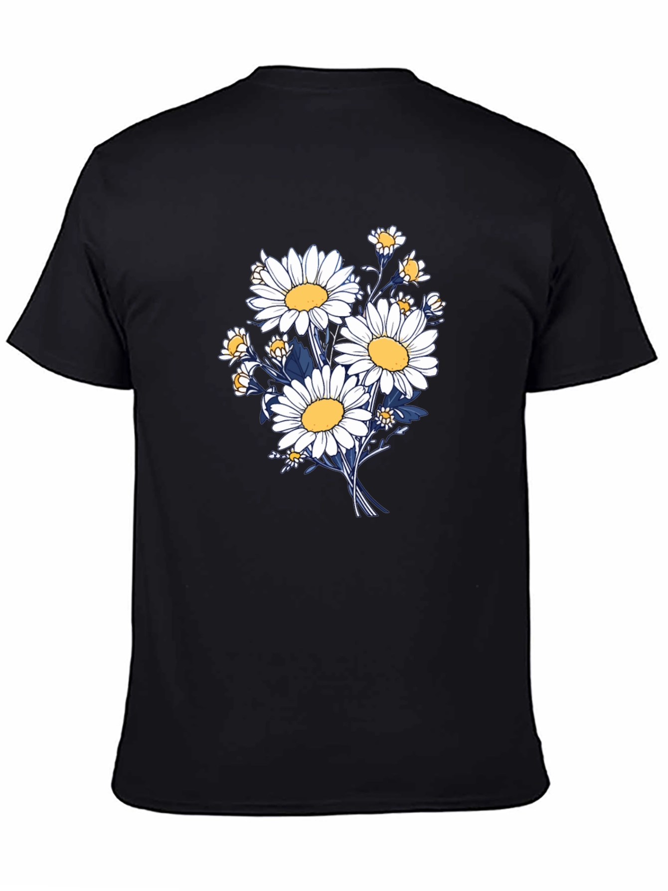 Daisy Bouquet Graphic Tee - Black Cotton Comfort