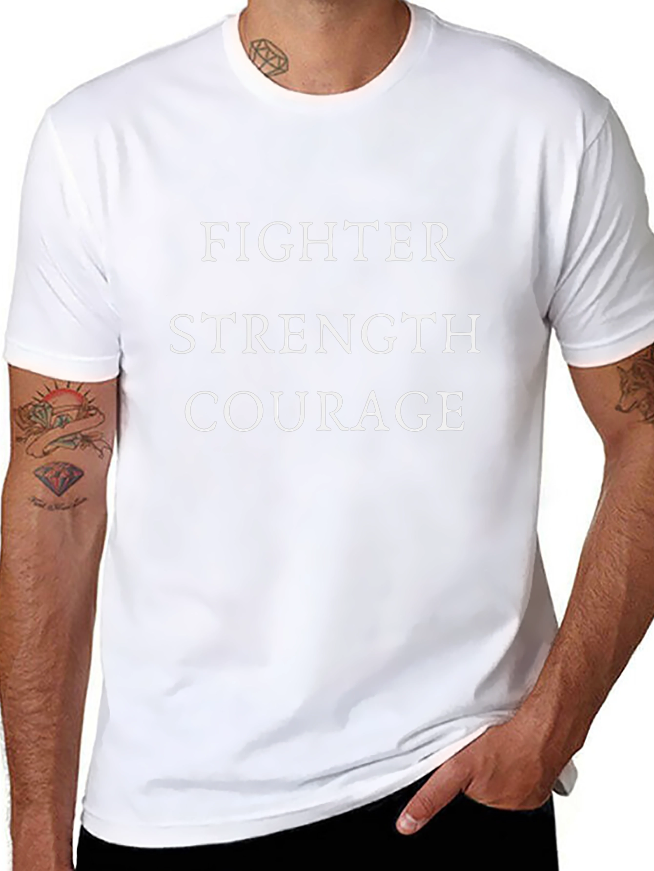 Fighter Strength Courage Black Graphic Tee
