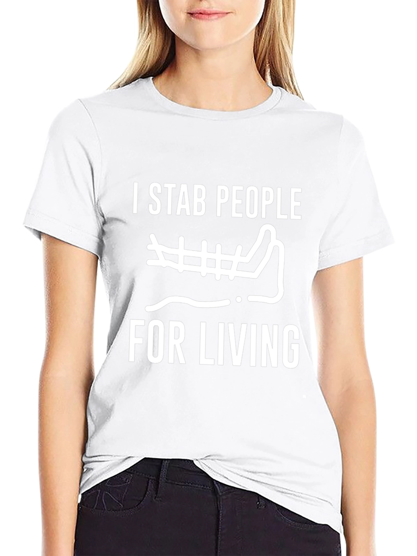 I Stab People for Living Black T-Shirt