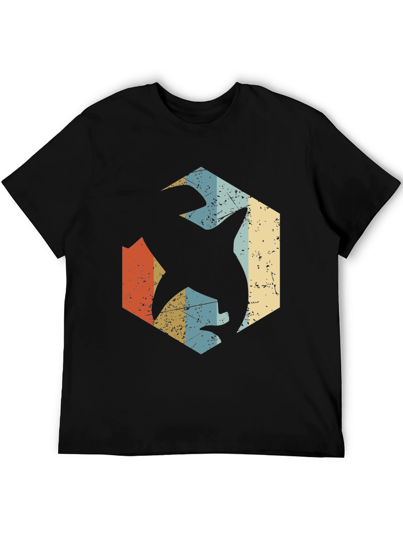 Retro Shark Graphic Tee - Black Cotton Blend