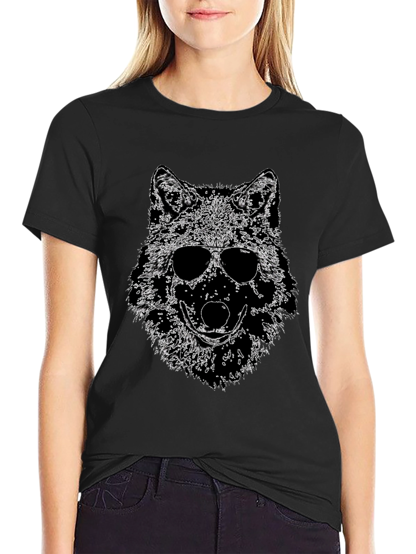 Cool Wolf Graphic Tee - Mens Black T-Shirt