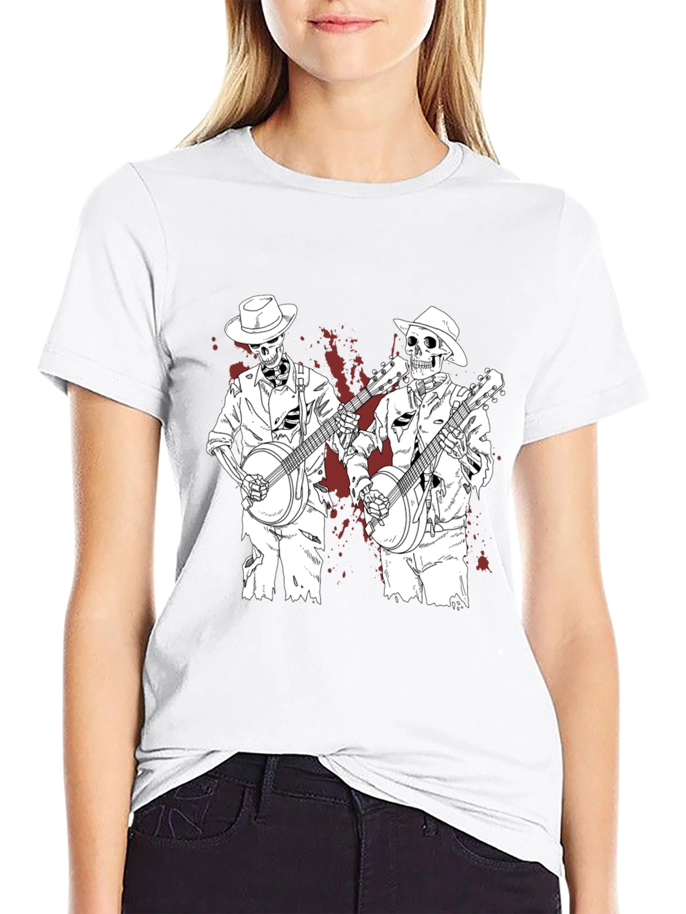 Skeleton Banjo Player Graphic Tee