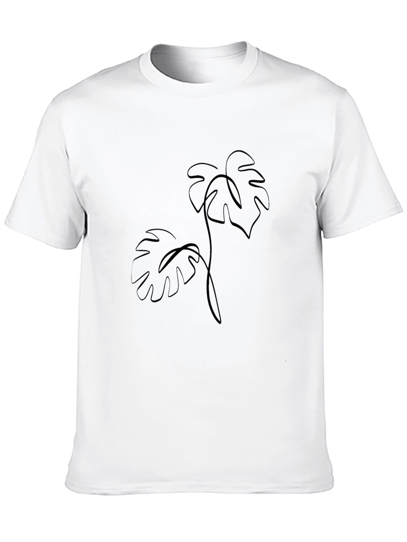 Minimalist Monstera Leaf Graphic Tee - Black