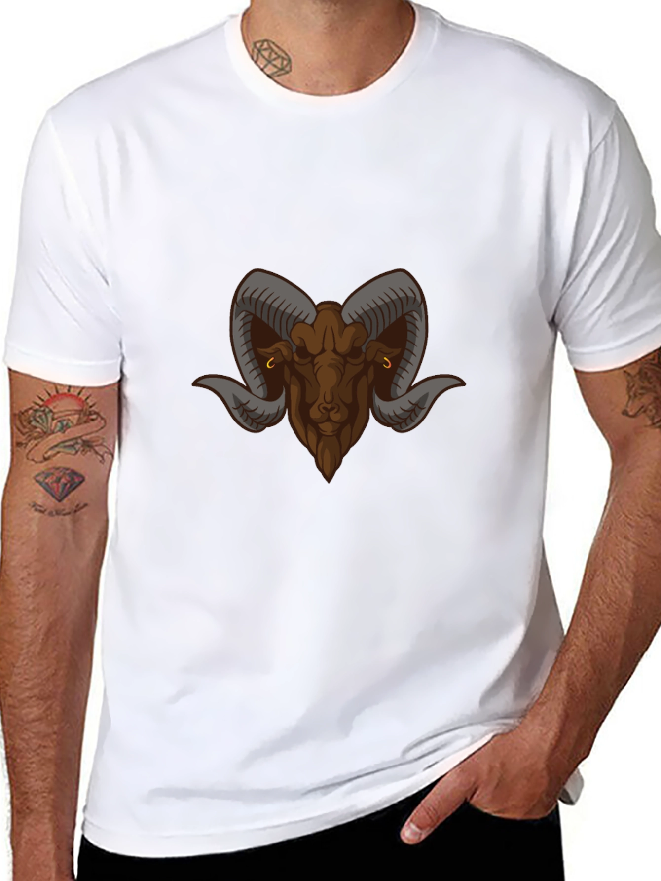 Black T-Shirt with Ram Graphic