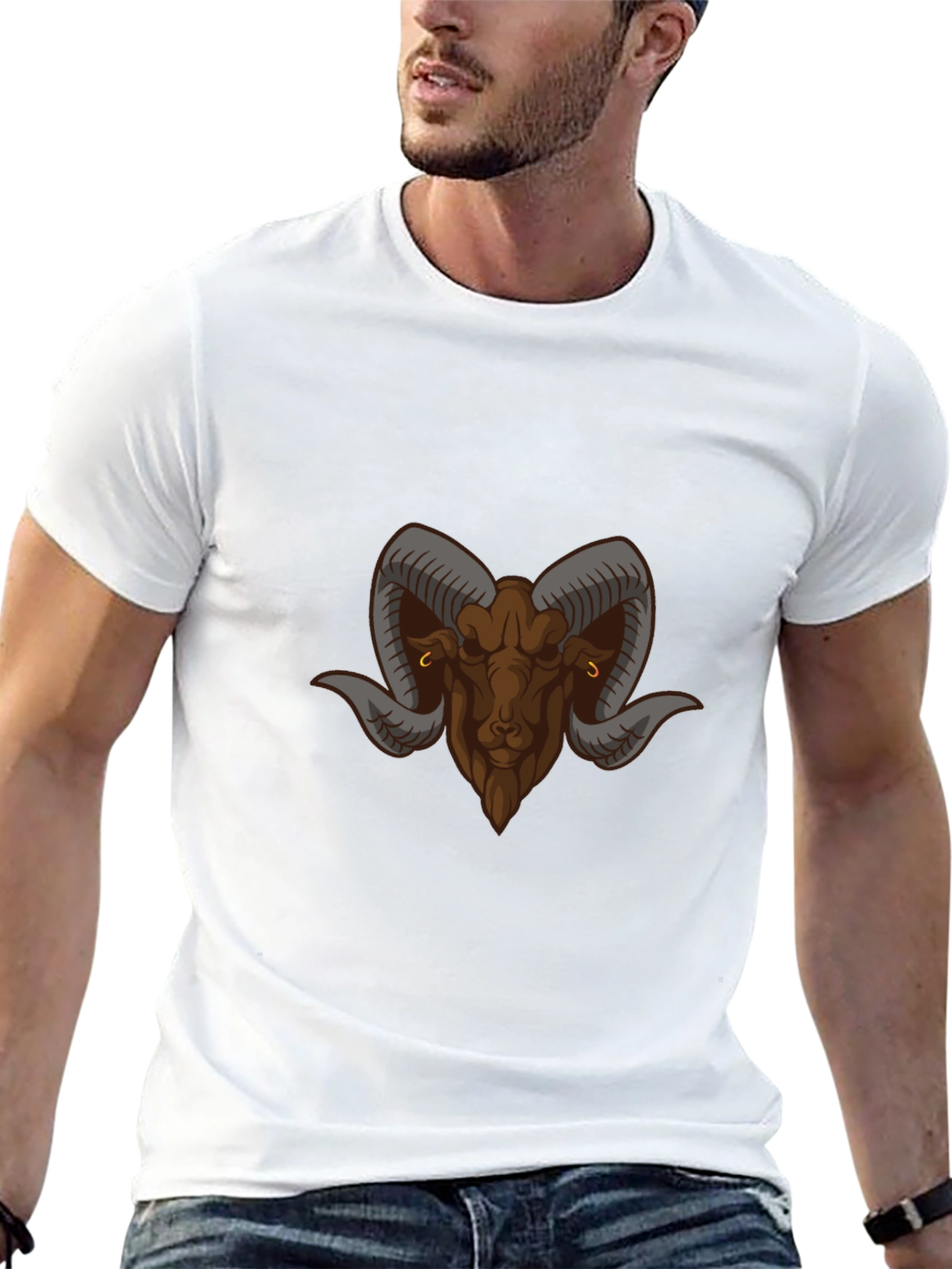 Black T-Shirt with Ram Graphic