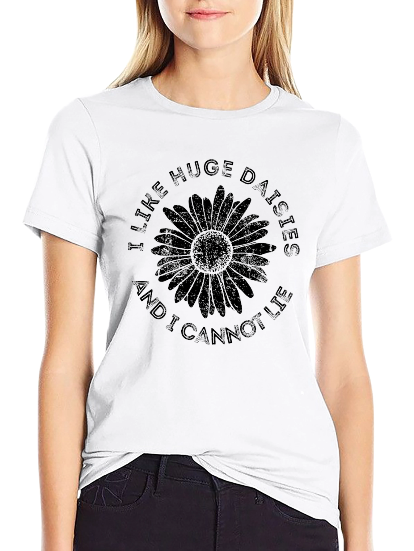 Huge Daisies Graphic Black T-Shirt