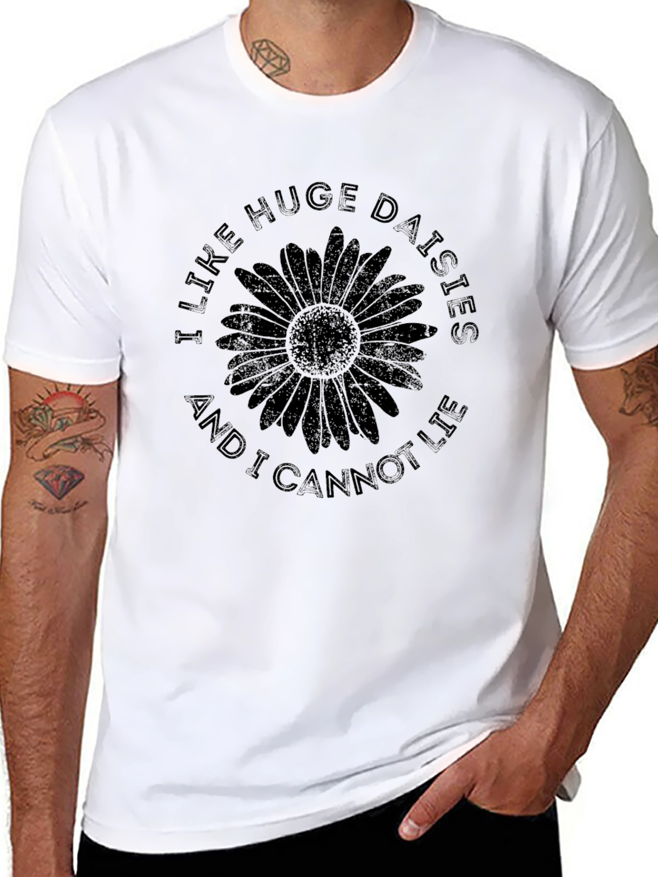 Huge Daisies Graphic Black T-Shirt