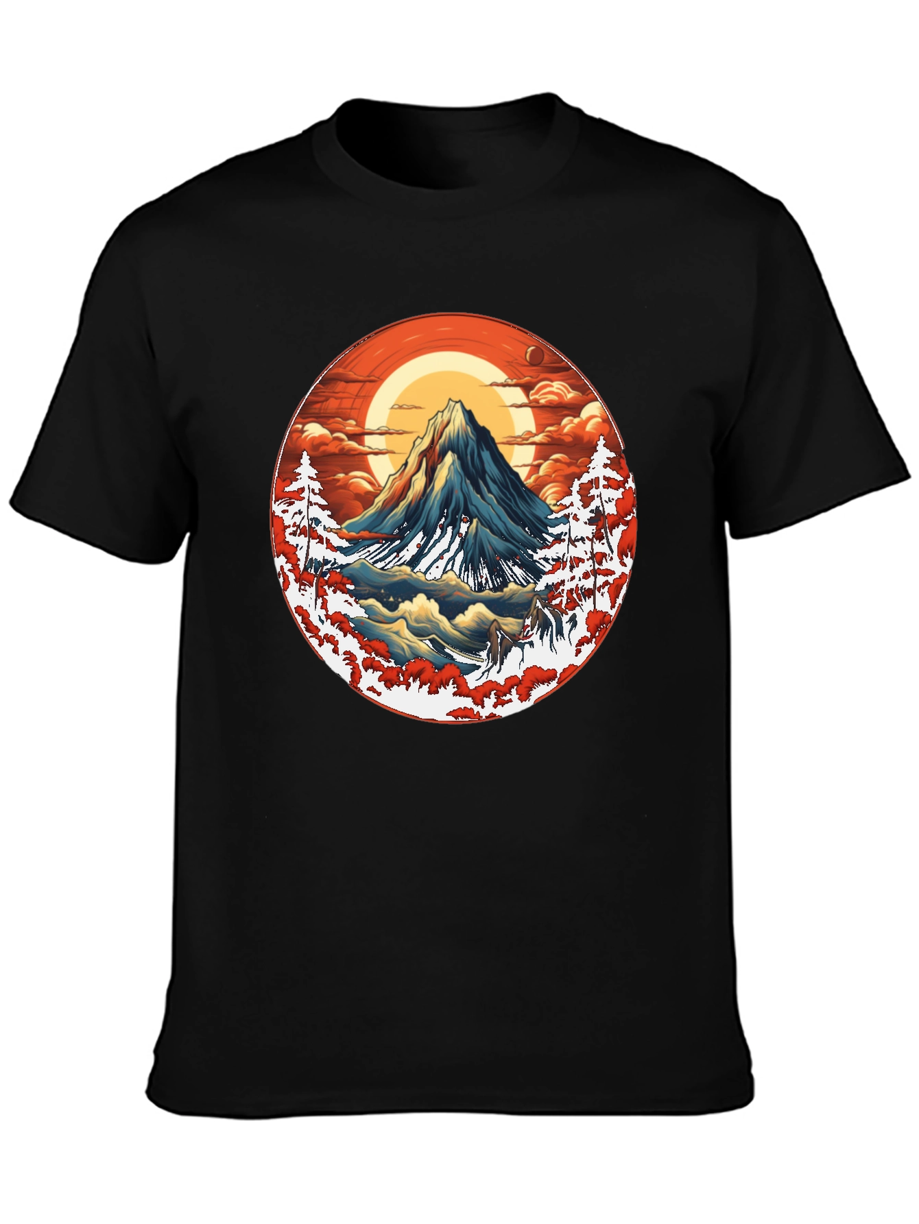 Mountain Graphic Black Tee - Nature Inspired Design
