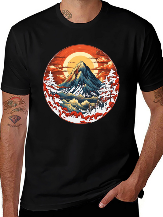 Mountain Graphic Black Tee - Nature Inspired Design