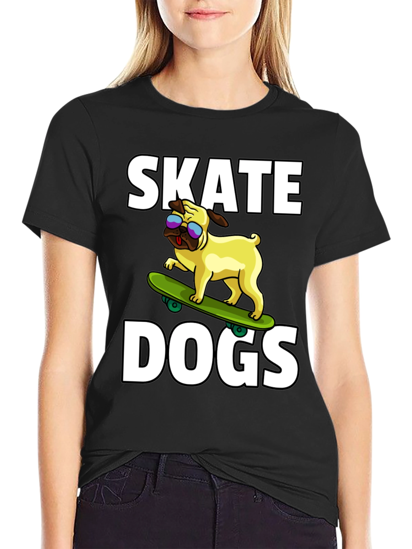 Skate Dogs Graphic Tee - Black Cotton T-Shirt