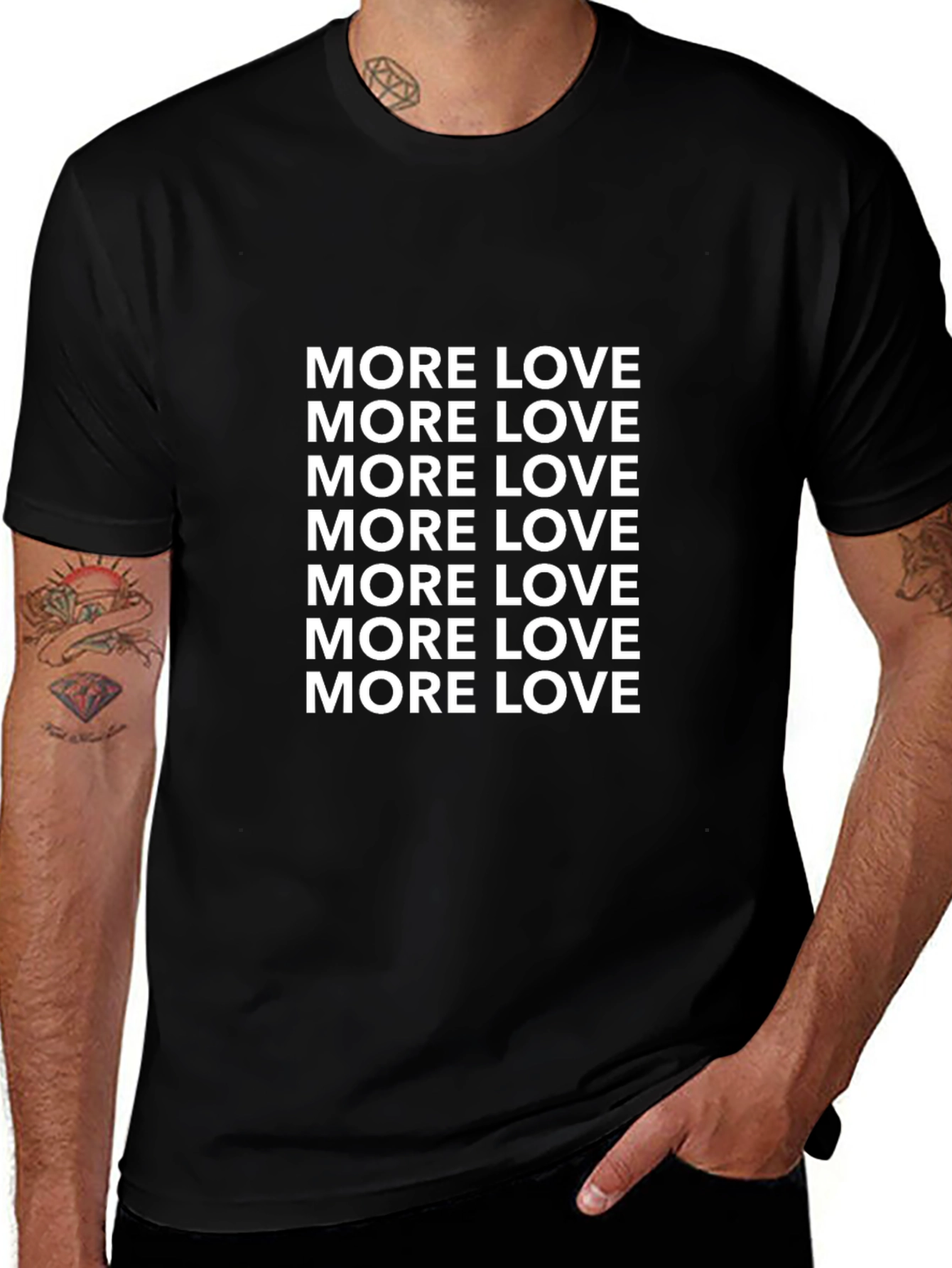 More Love Black T-Shirt Graphic Print
