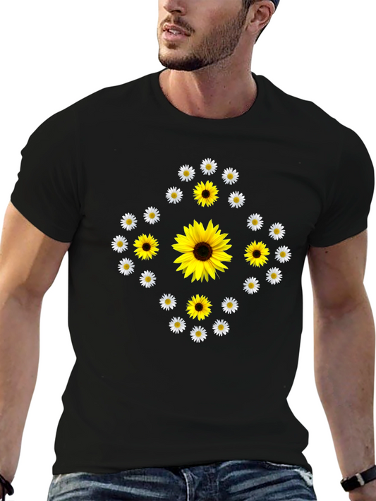 Sunflower & Daisy Graphic Tee - Black