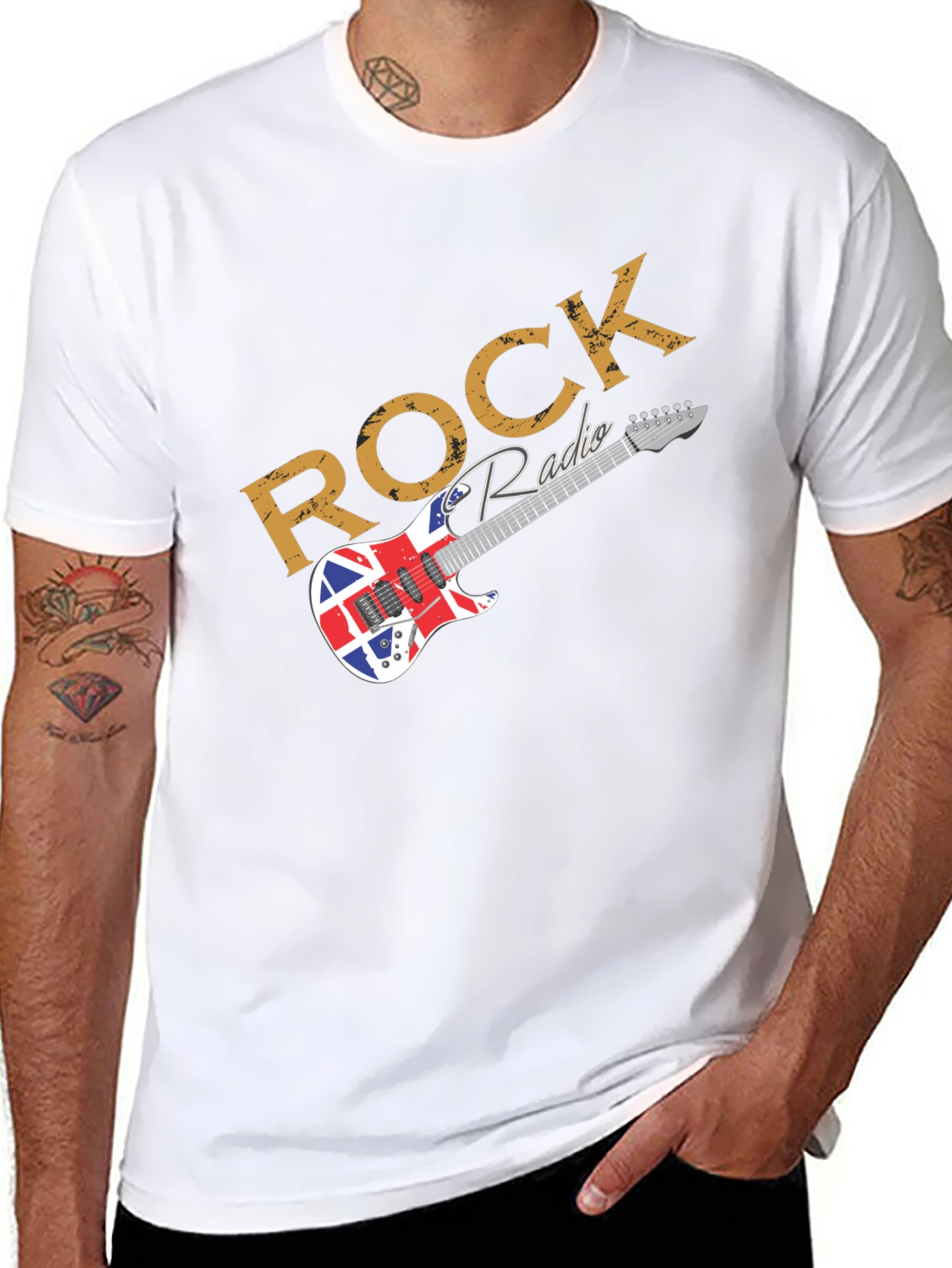 Rock Radio Union Jack Guitar T-Shirt