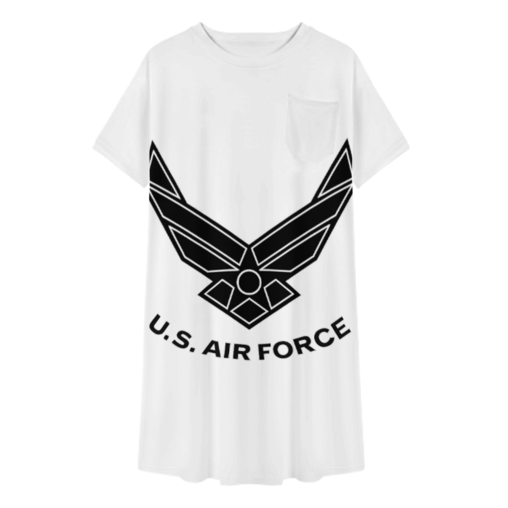 U.S. Air Force Graphic T-Shirt Dress – Patriotic Military Inspired Oversized Casual Tee for Women(z379)