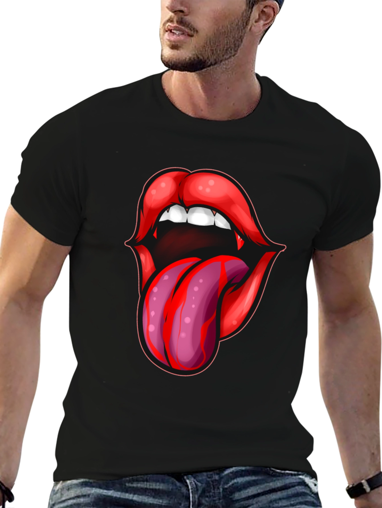Vampire Lips Tongue Graphic T-Shirt