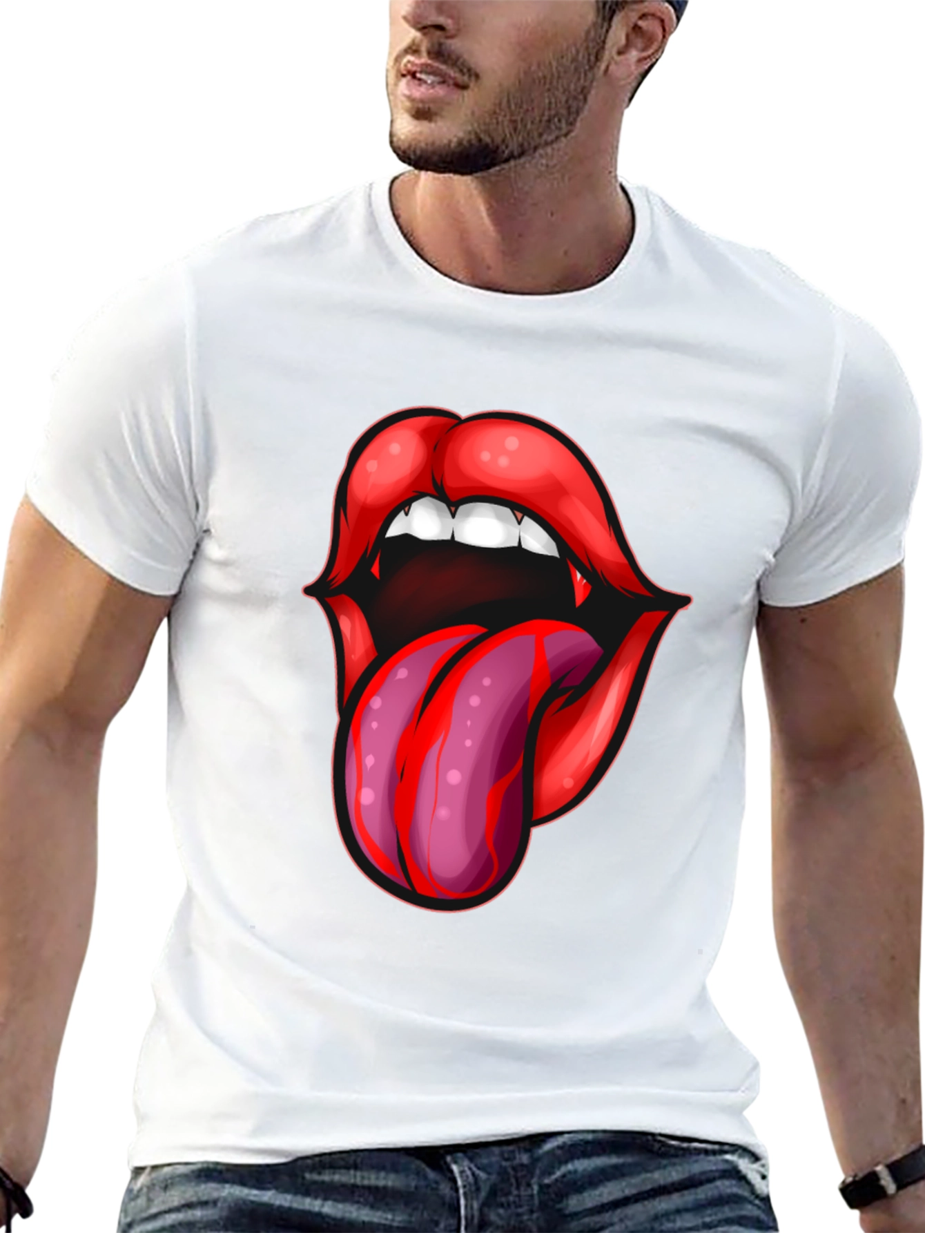 Vampire Lips Tongue Graphic T-Shirt