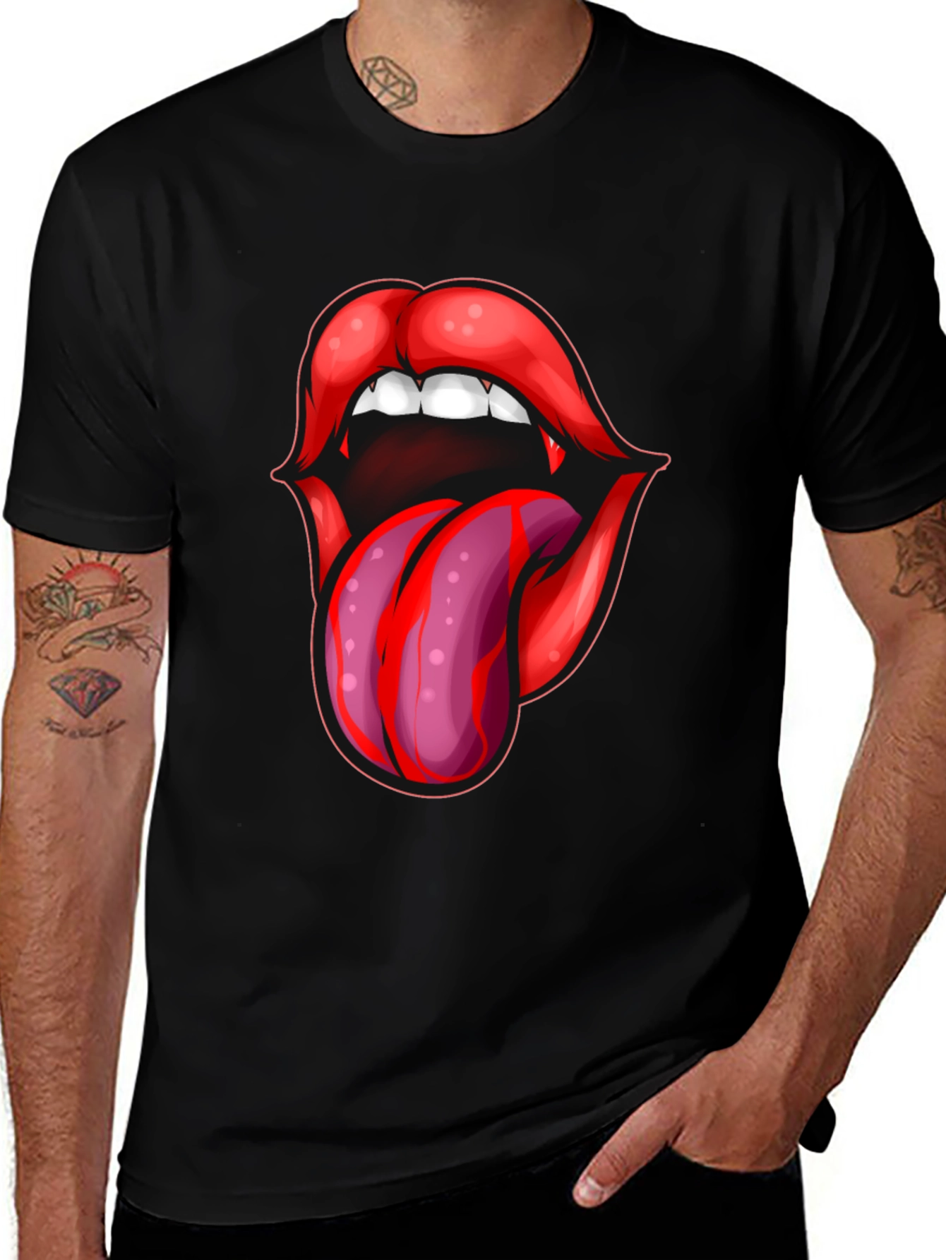 Vampire Lips Tongue Graphic T-Shirt