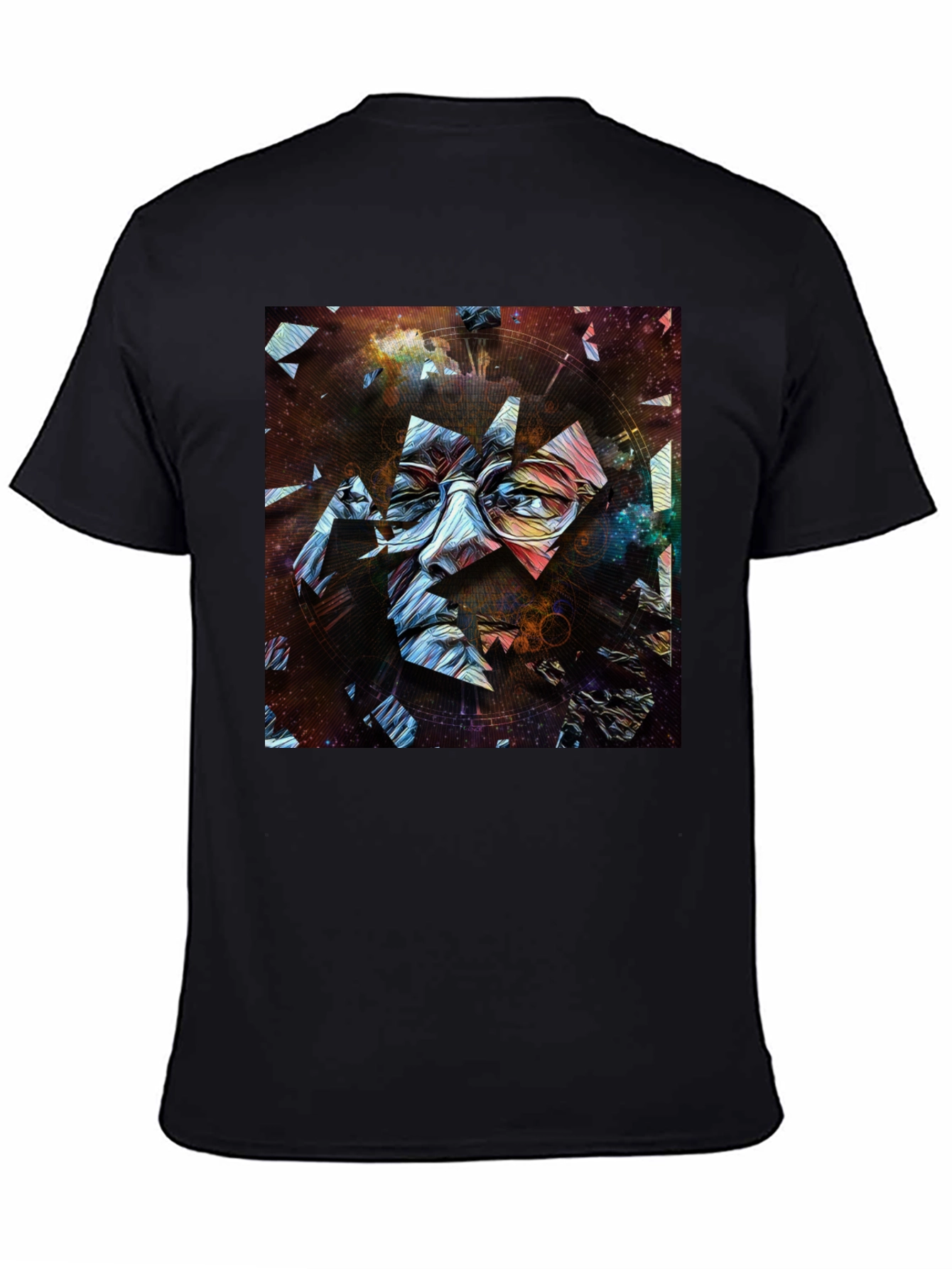 Abstract Face Print Mens Black T-Shirt