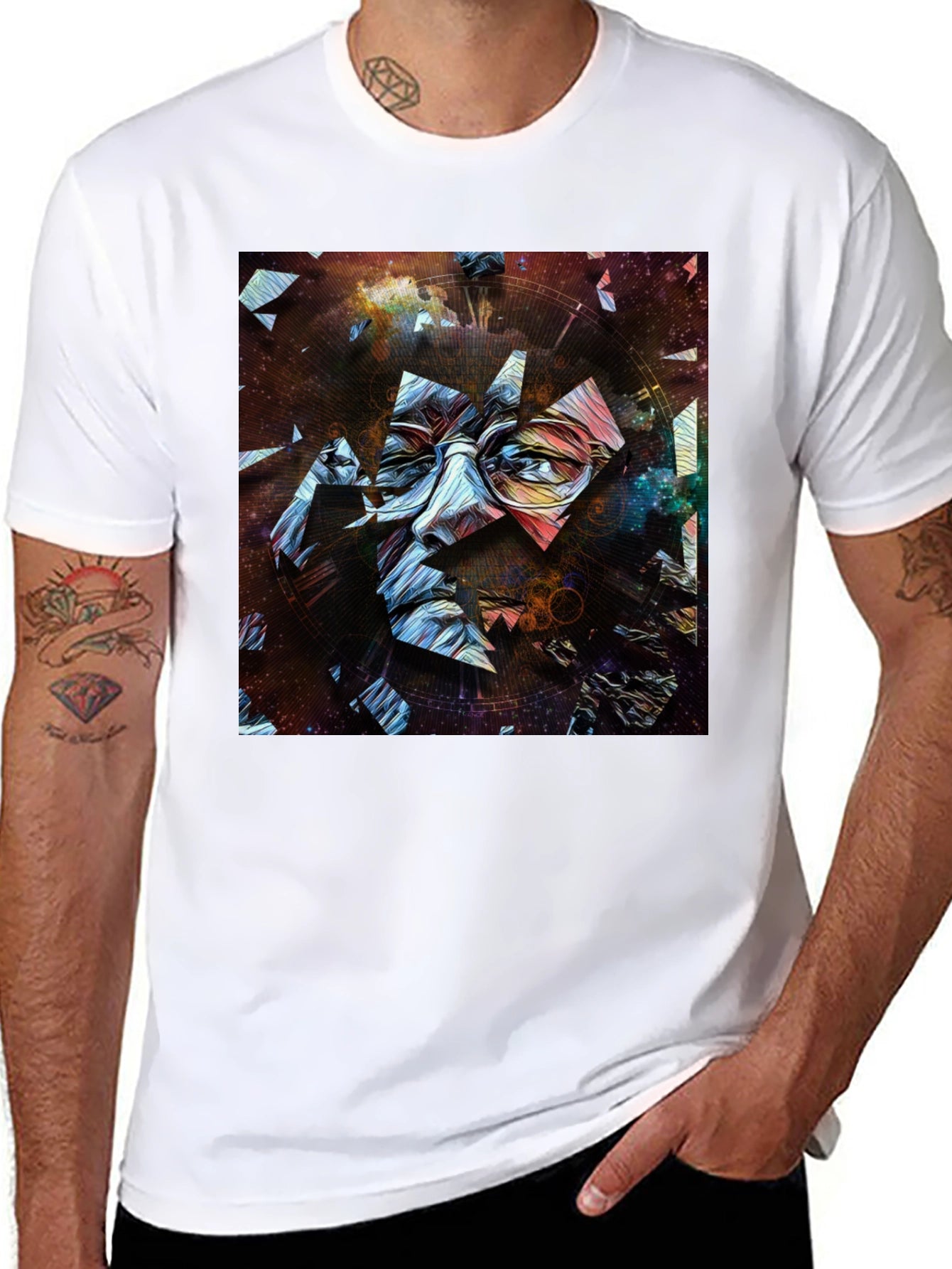 Abstract Face Print Mens Black T-Shirt