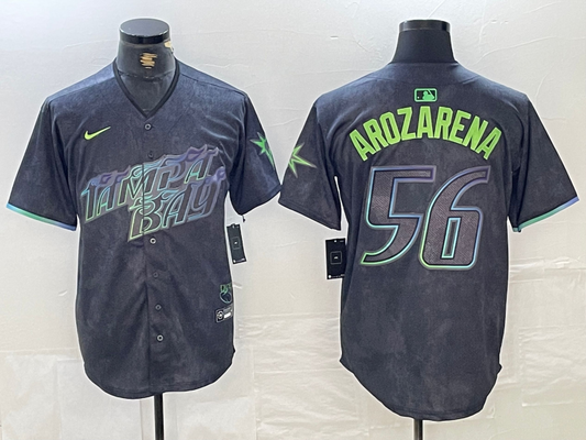 Men's Tampa Bay Rays Randy Arozarena #56 Charcoal 2024 City Connect Limited Player Jerseys