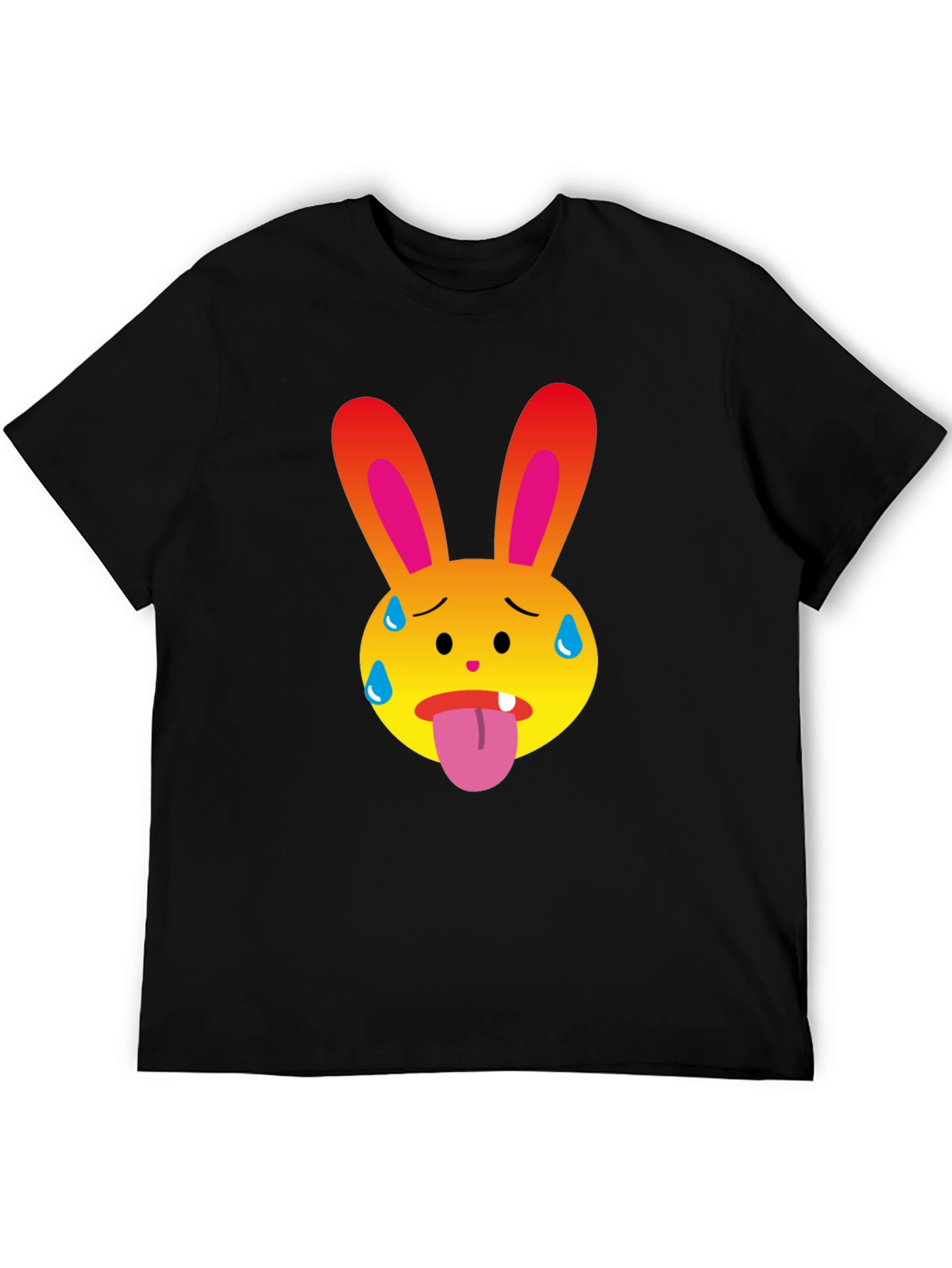 Sweaty Bunny Emoji Black T-Shirt