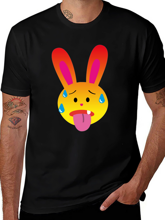 Sweaty Bunny Emoji Black T-Shirt