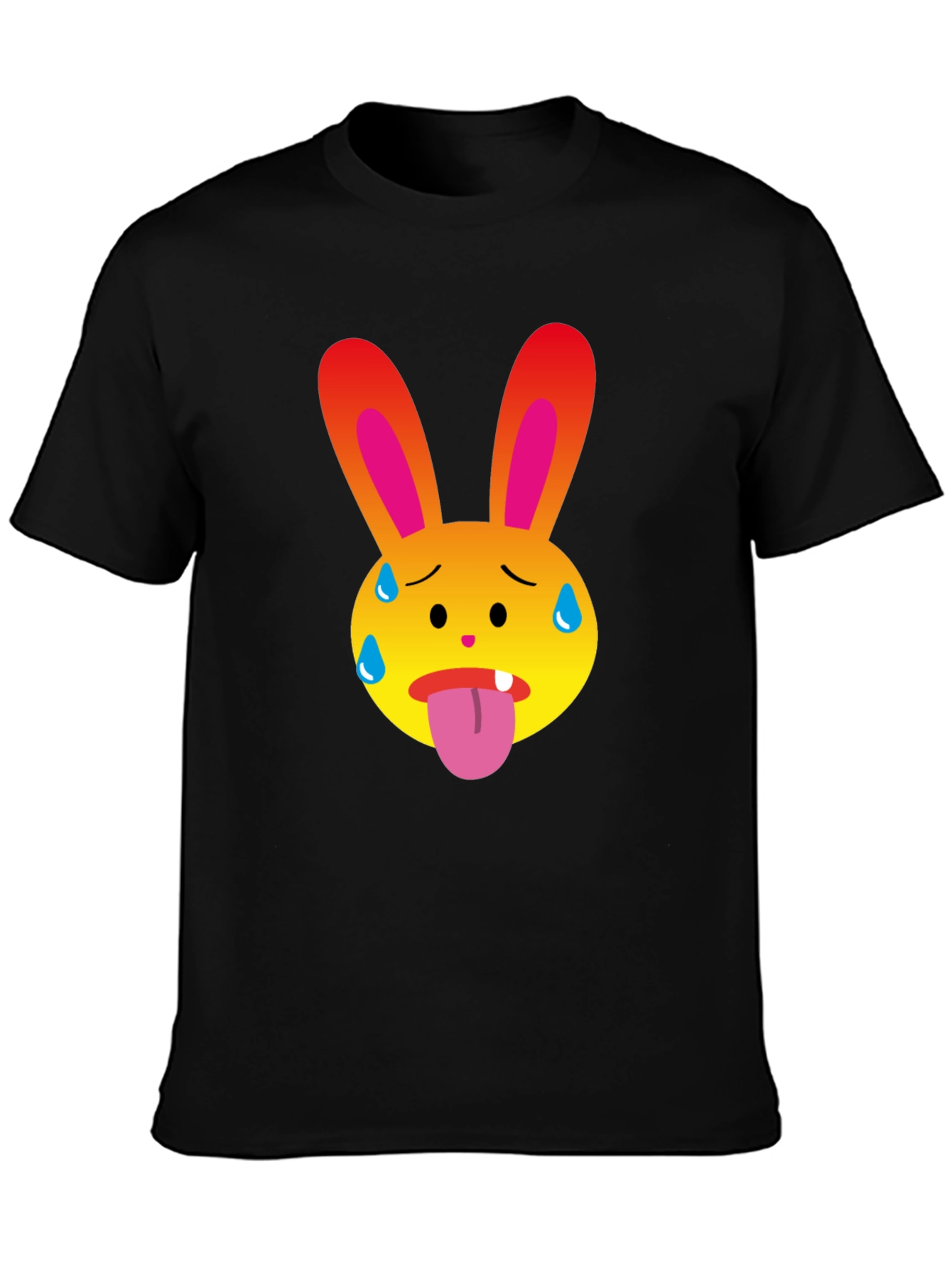 Sweaty Bunny Emoji Black T-Shirt