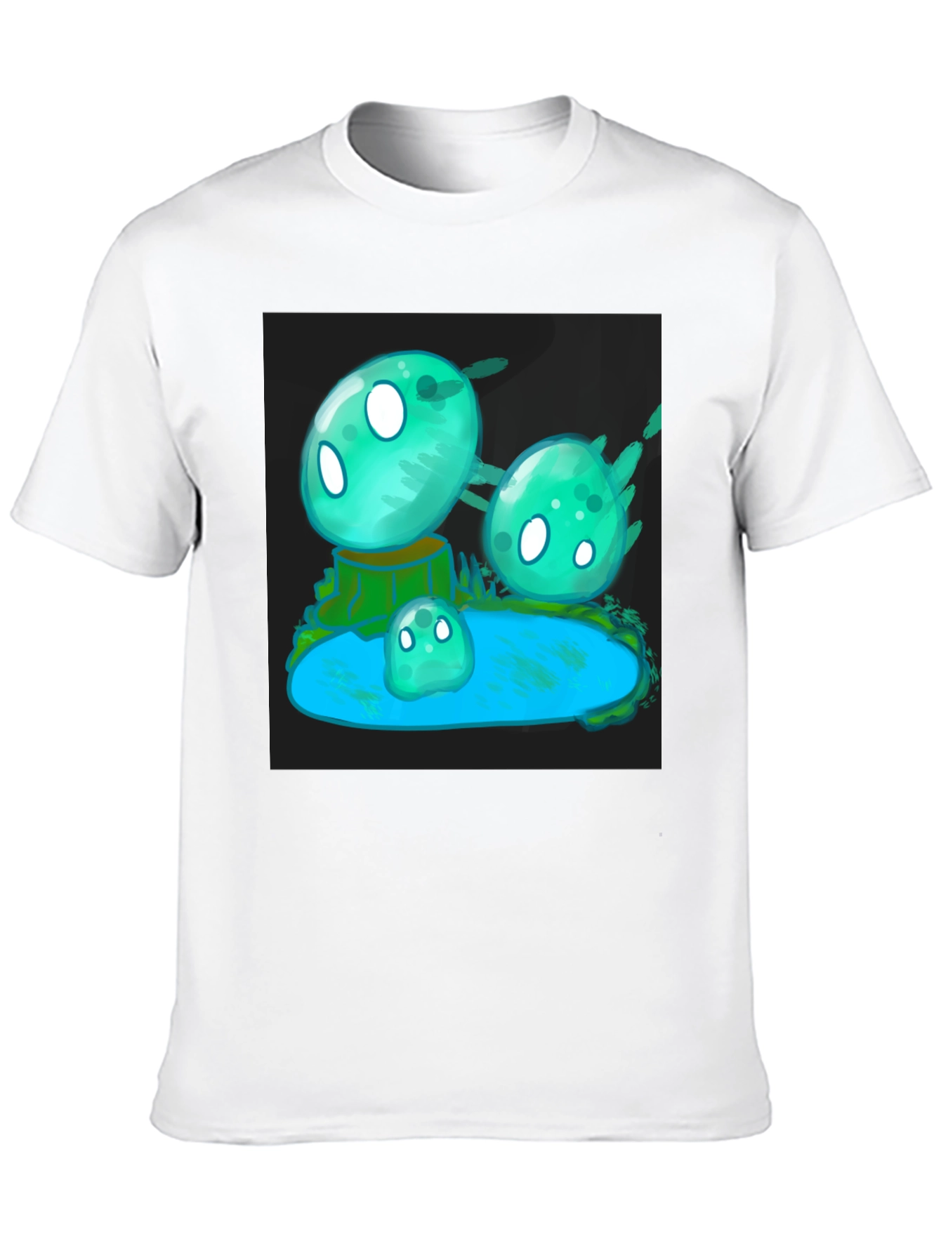 Aqua Slime T-Shirt - Gaming Cartoon Design