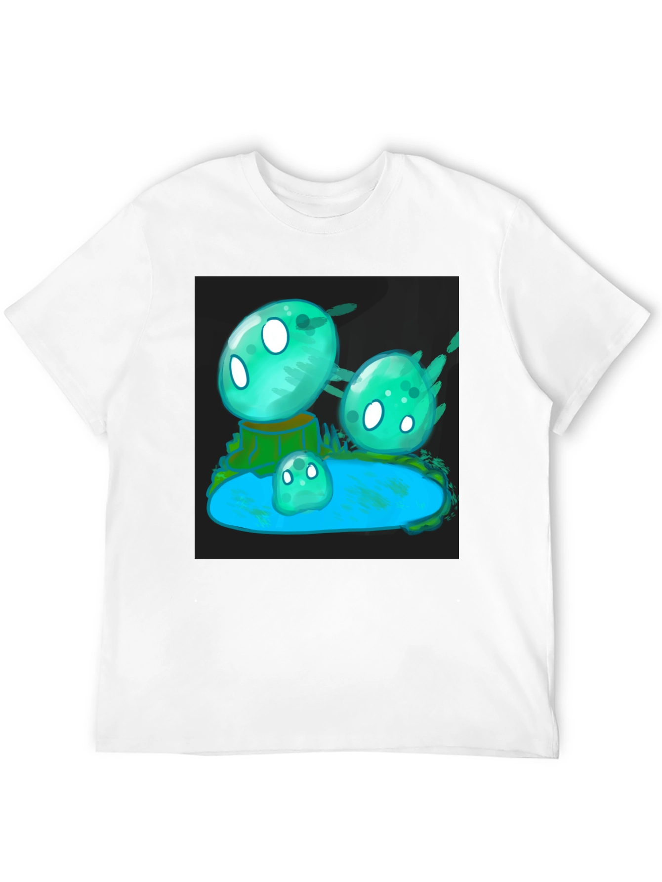Aqua Slime T-Shirt - Gaming Cartoon Design
