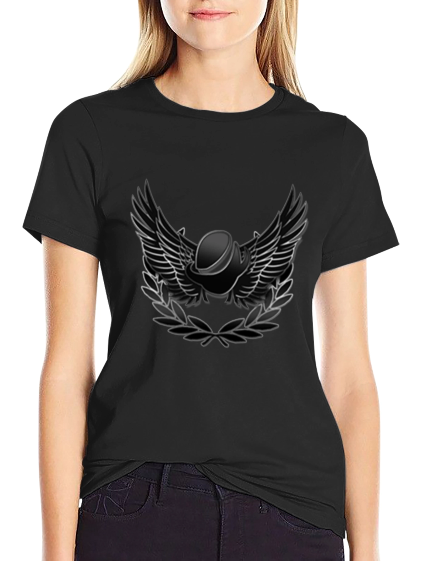 Winged Helmet T-Shirt - Black Cotton Tee
