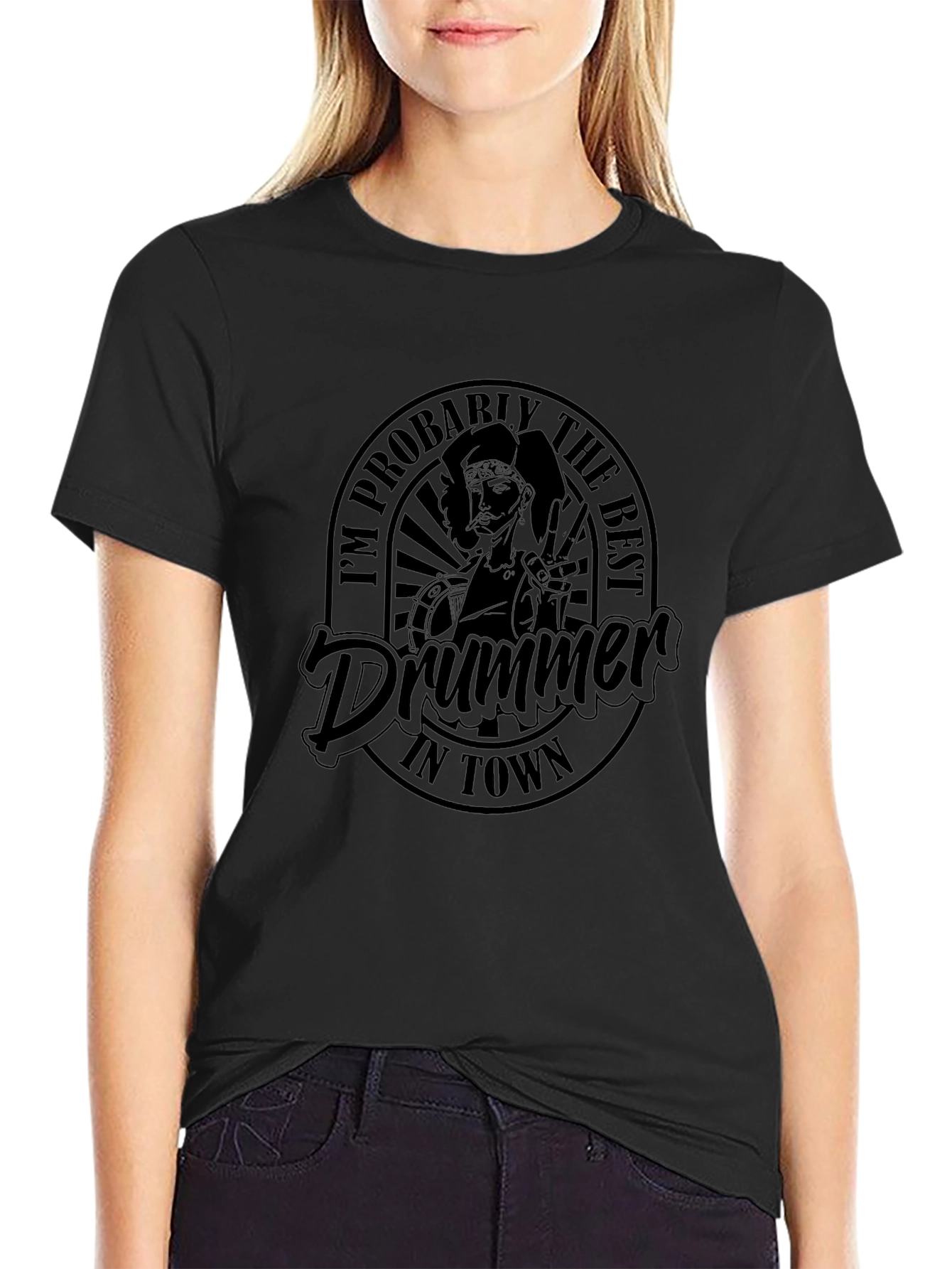 Best Drummer in Town Black T-Shirt