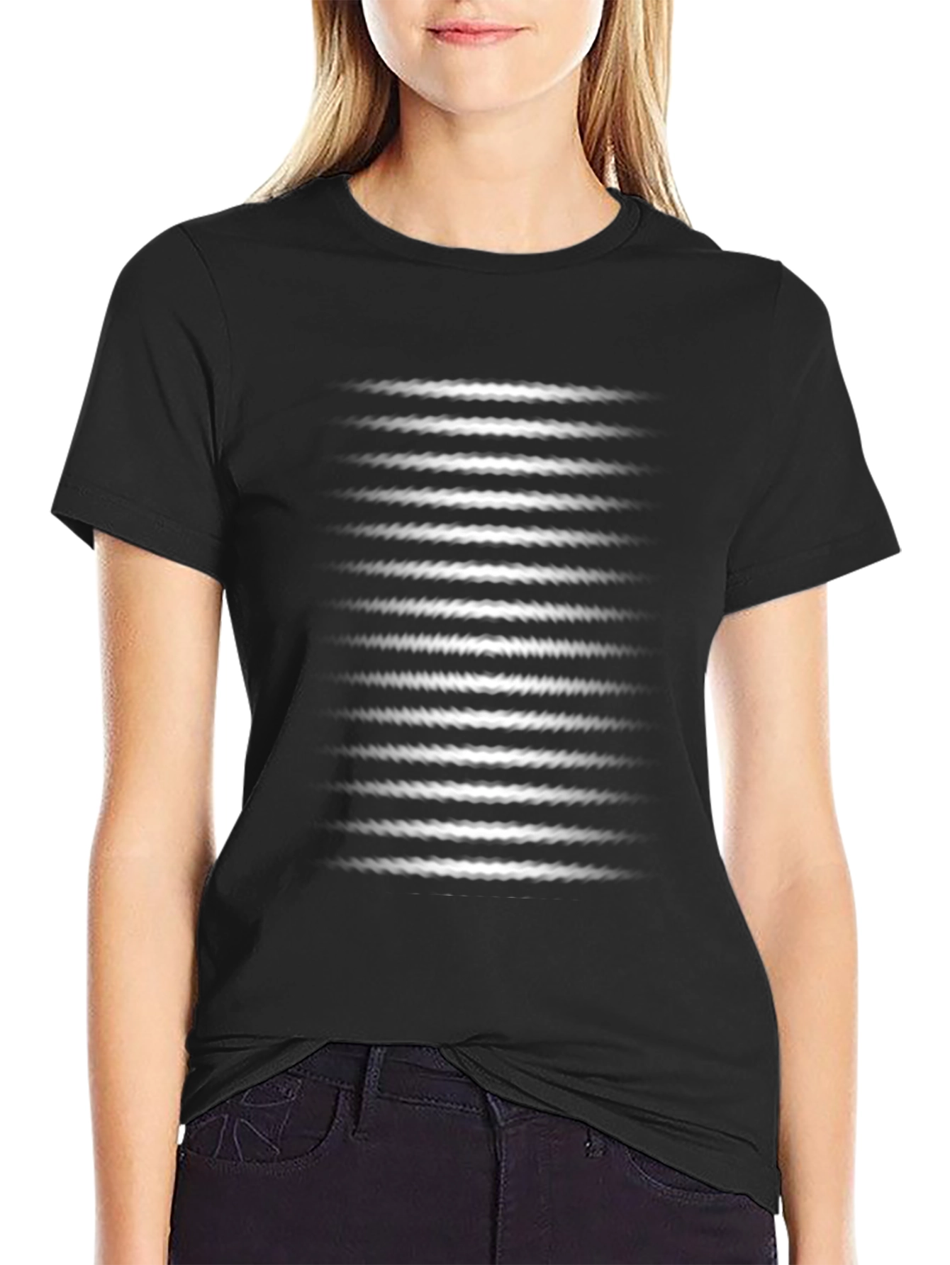 Optical Illusion Stripe Tee - Mens Black Graphic T-Shirt