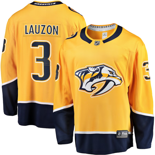 Men's Nashville Predators Jeremy Lauzon #3 Gold Home Breakaway Player Jerseys