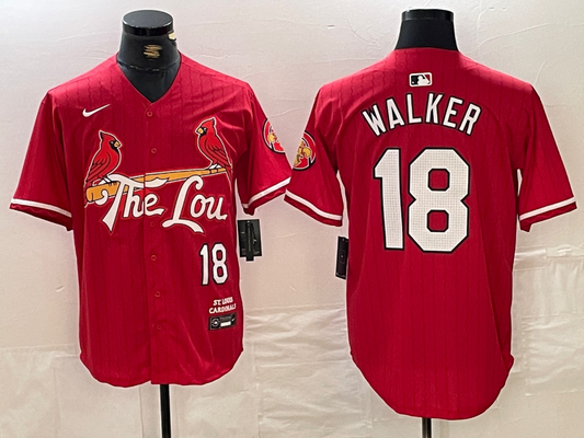 Men's St. Louis Cardinals Jordan Walker #18 Red 2024 City Connect Limited Player Jerseys