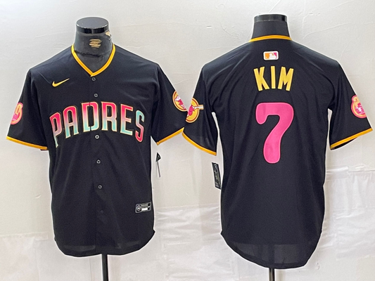 Men's San Diego Padres Ha-Seong Kim #7 Black Replica Player Jerseys