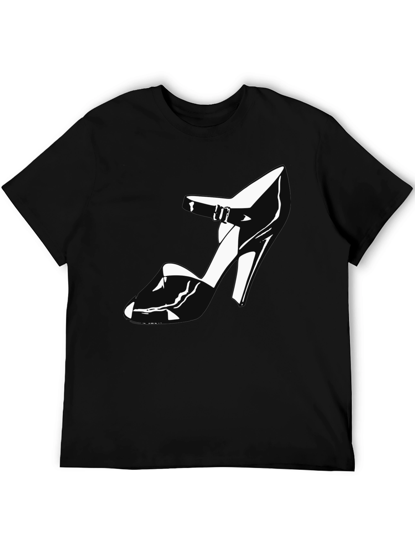 Black T-Shirt with High Heel Shoe Graphic