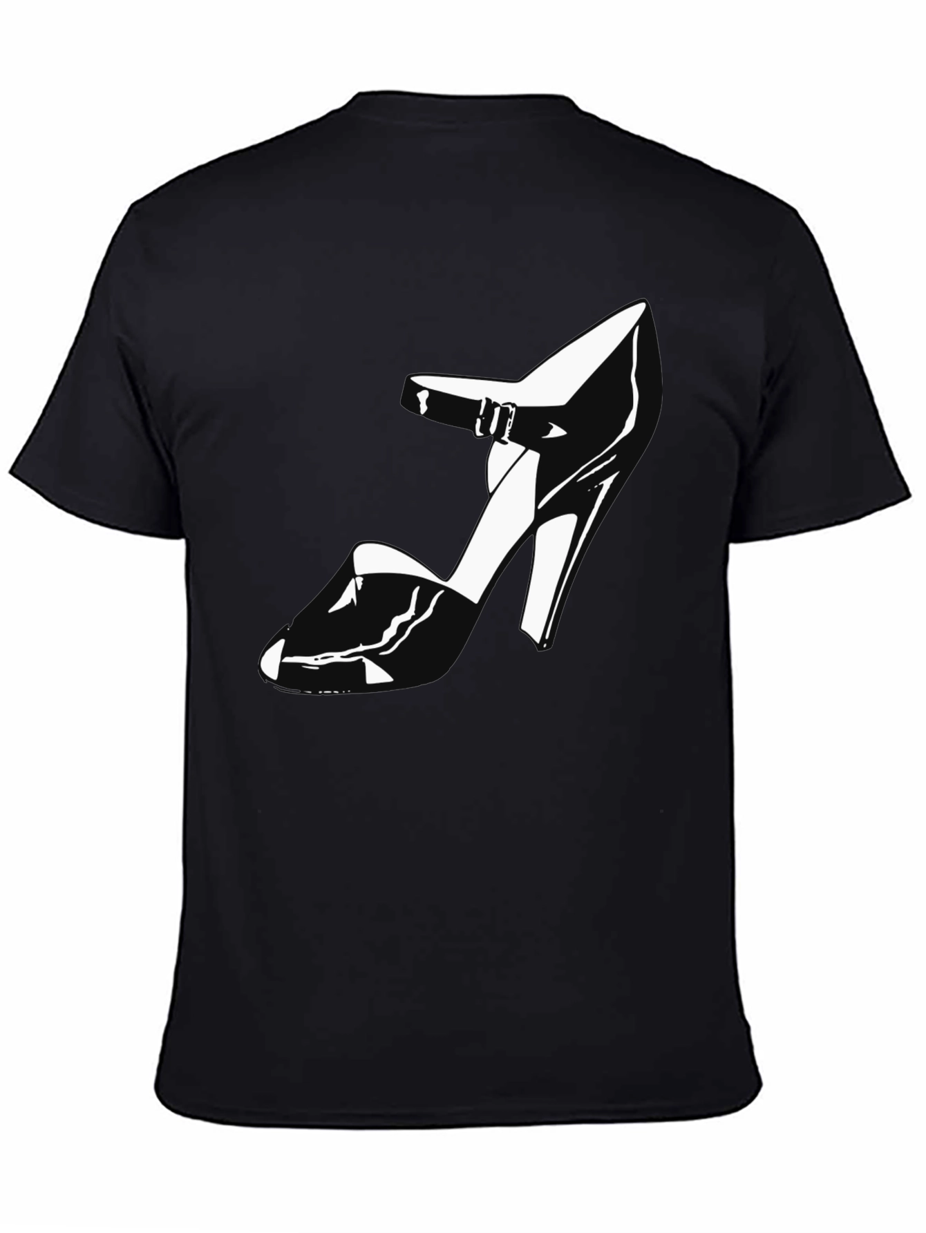 Black T-Shirt with High Heel Shoe Graphic