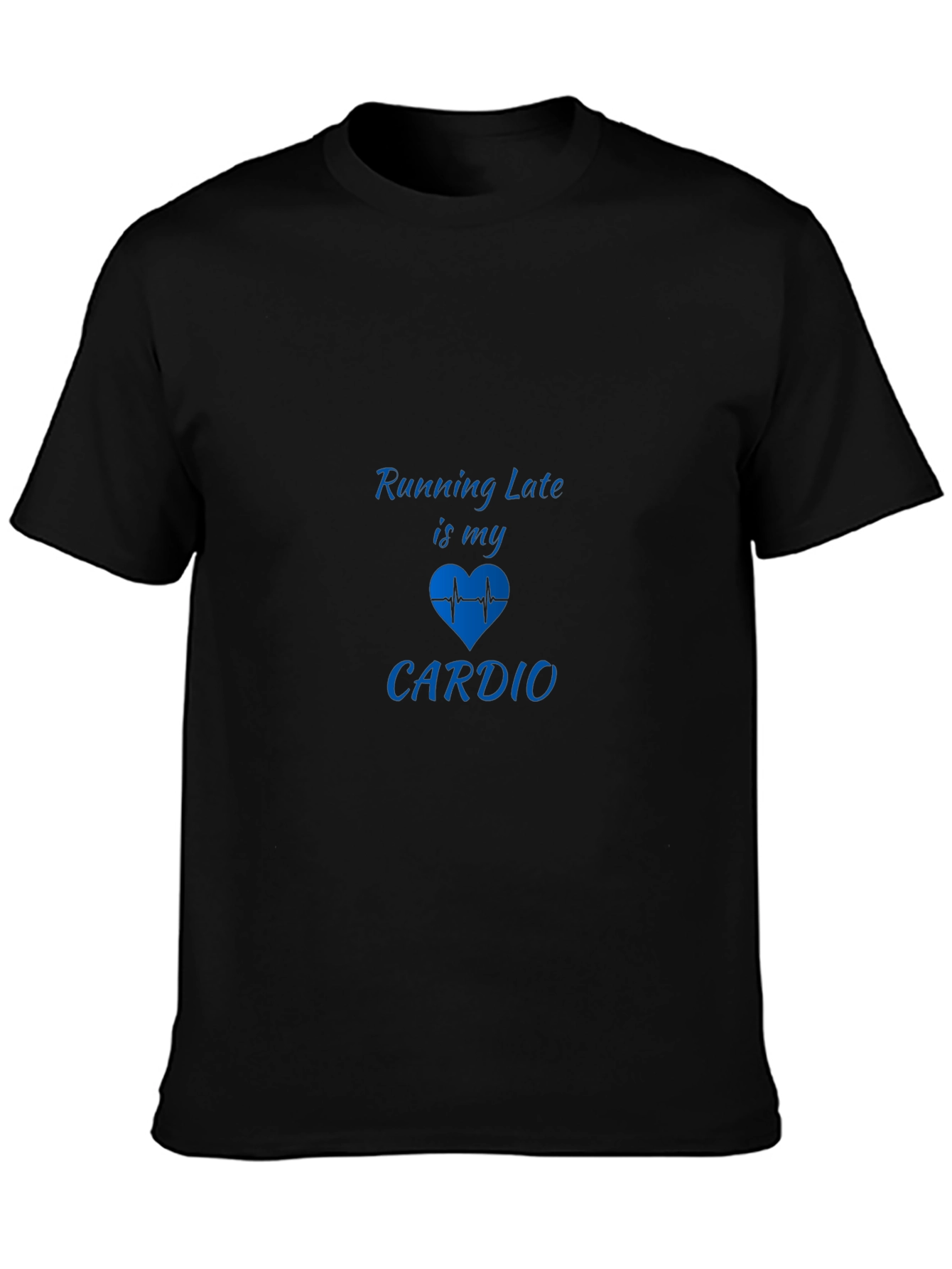 Funny Running Late Cardio Graphic Tee - Black