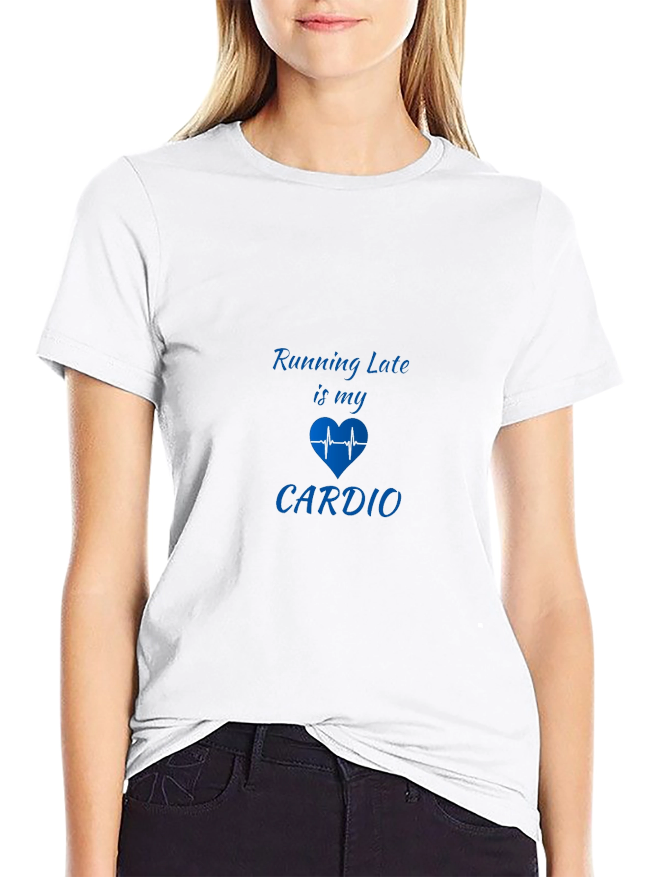 Funny Running Late Cardio Graphic Tee - Black