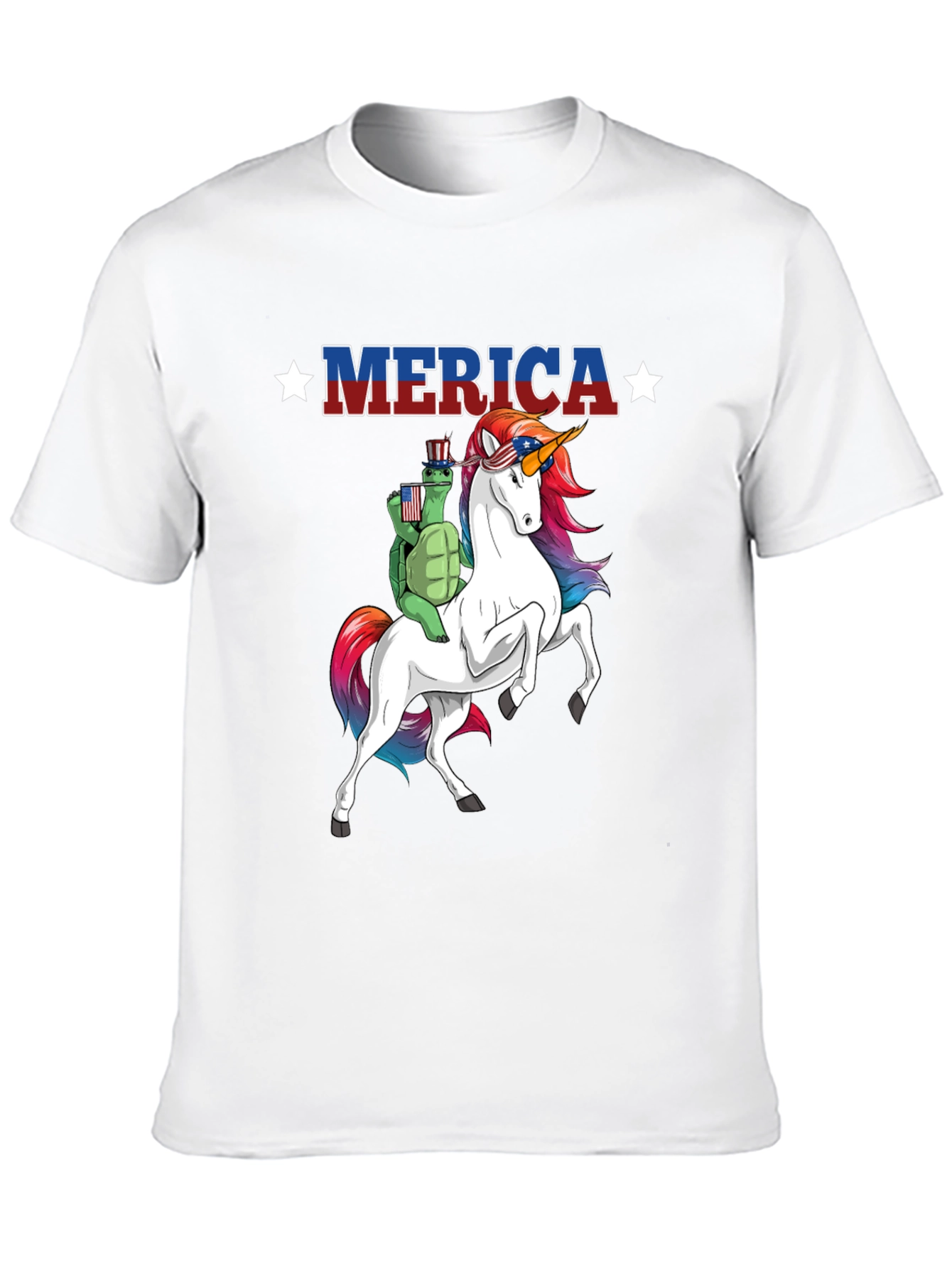 Patriotic Turtle Riding Unicorn Merica T-Shirt