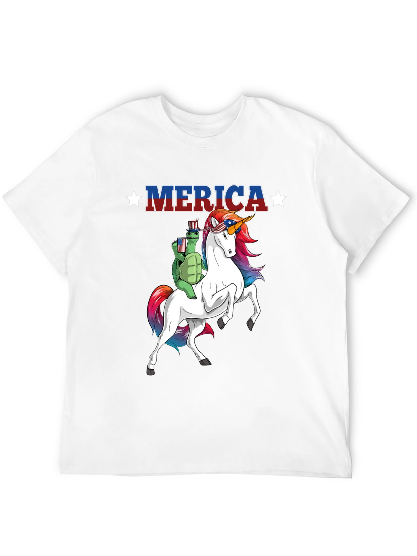 Patriotic Turtle Riding Unicorn Merica T-Shirt