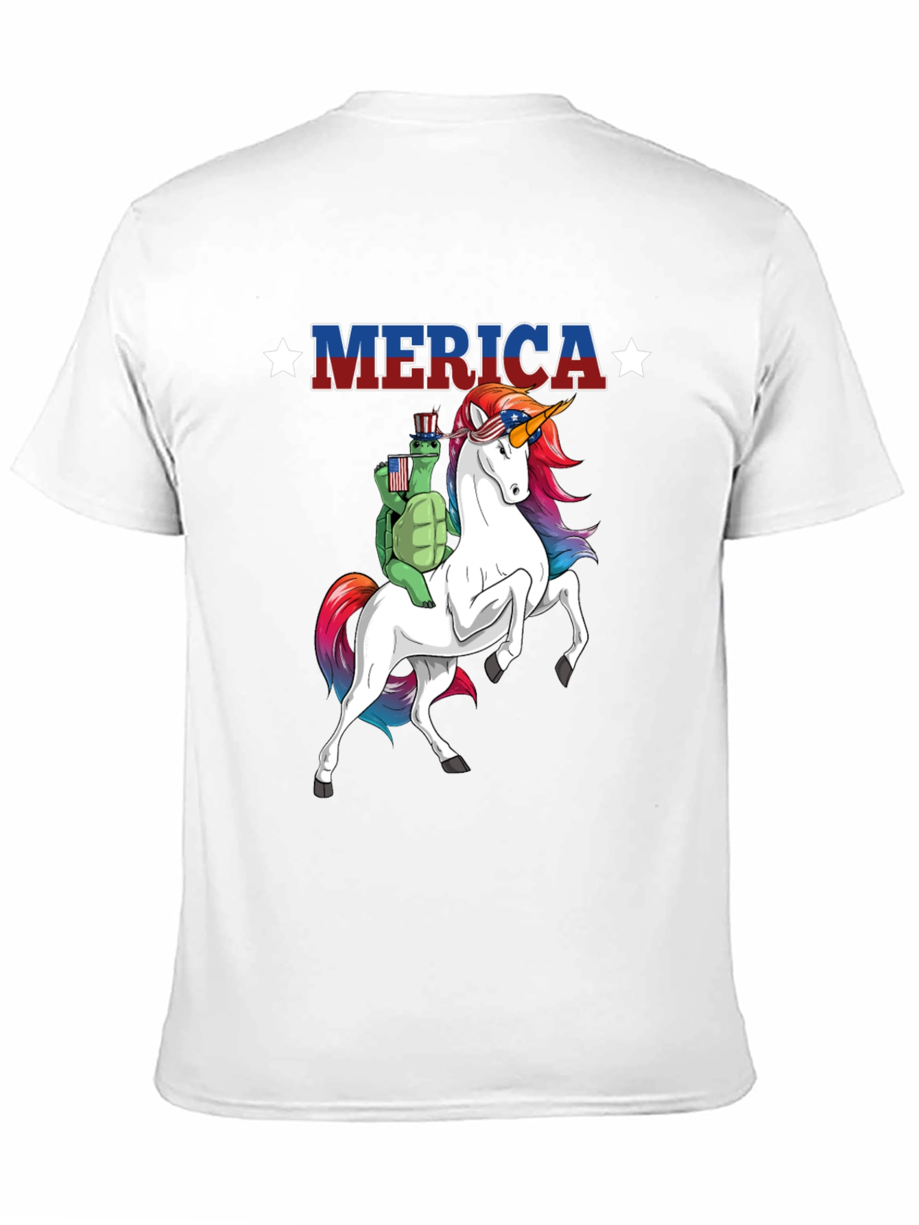 Patriotic Turtle Riding Unicorn Merica T-Shirt