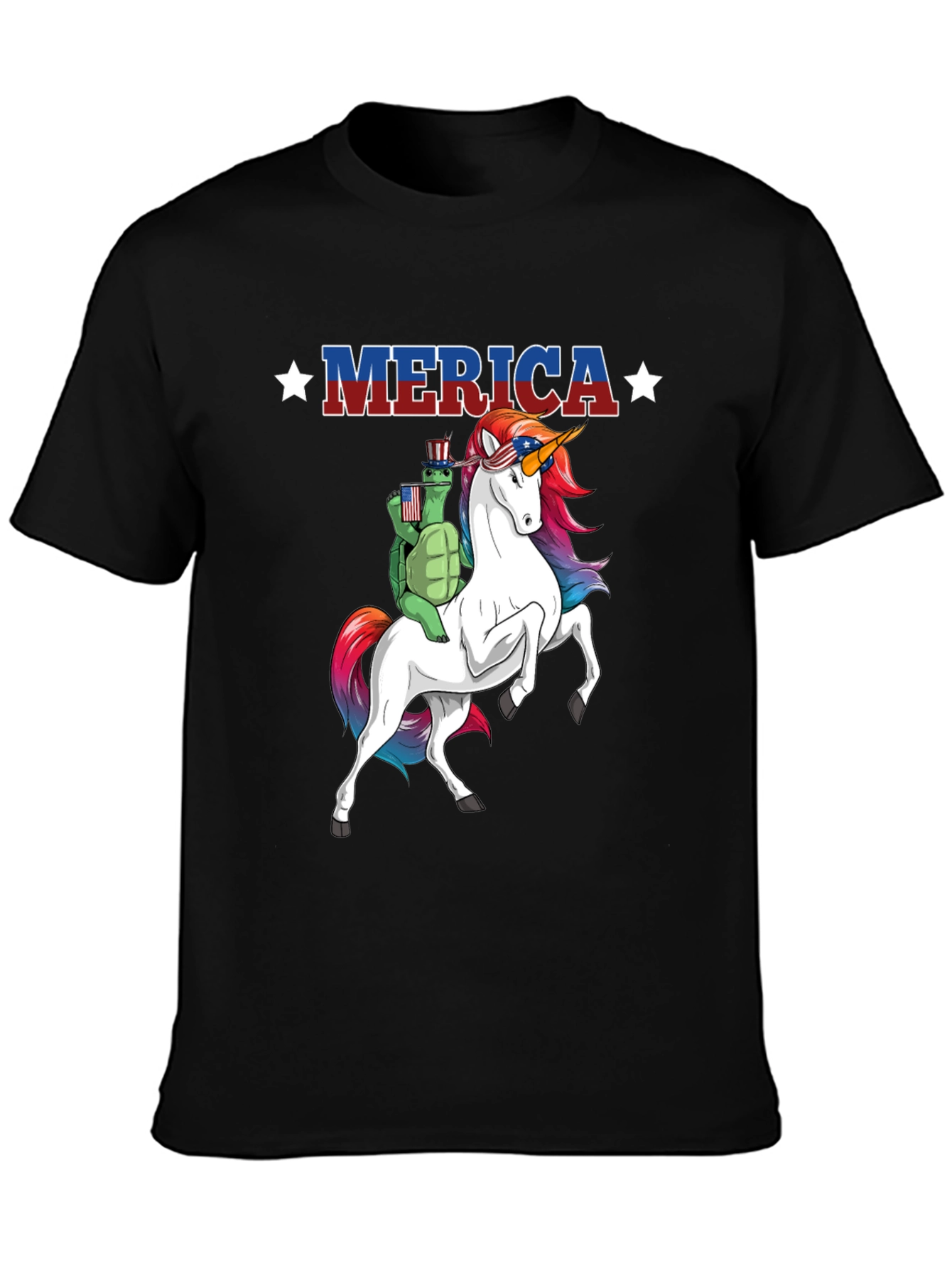 Patriotic Turtle Riding Unicorn Merica T-Shirt