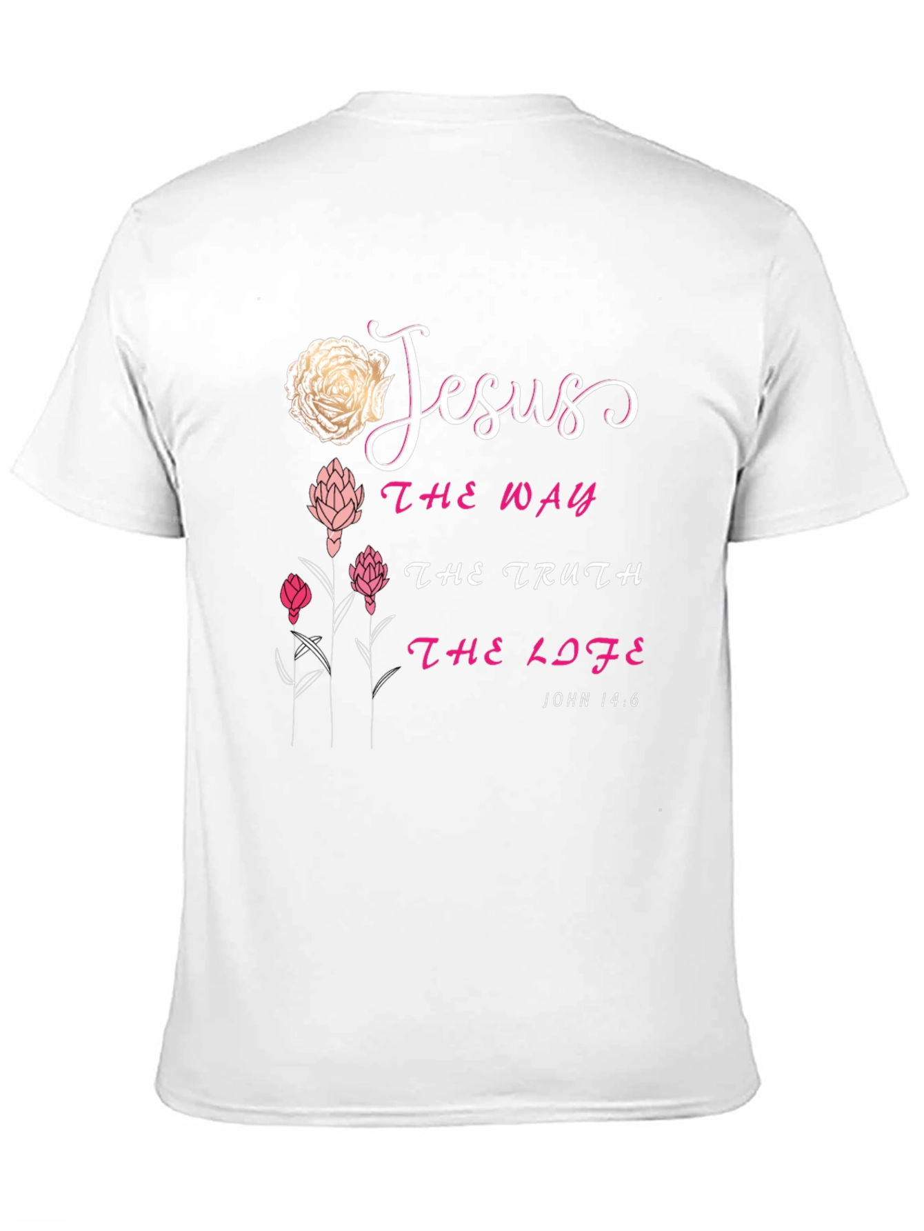 Jesus The Way Truth Life Floral Black T-Shirt