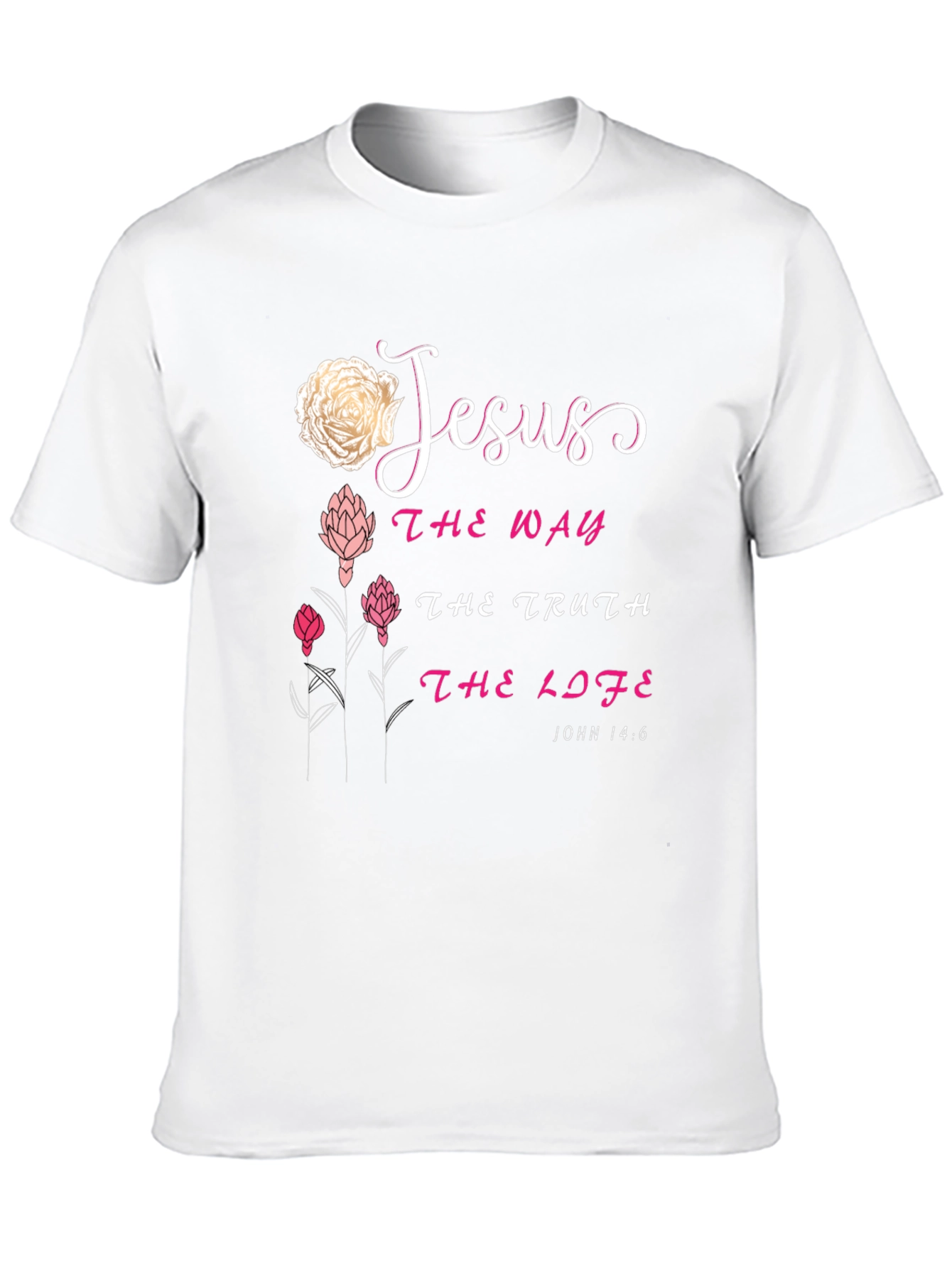 Jesus The Way Truth Life Floral Black T-Shirt