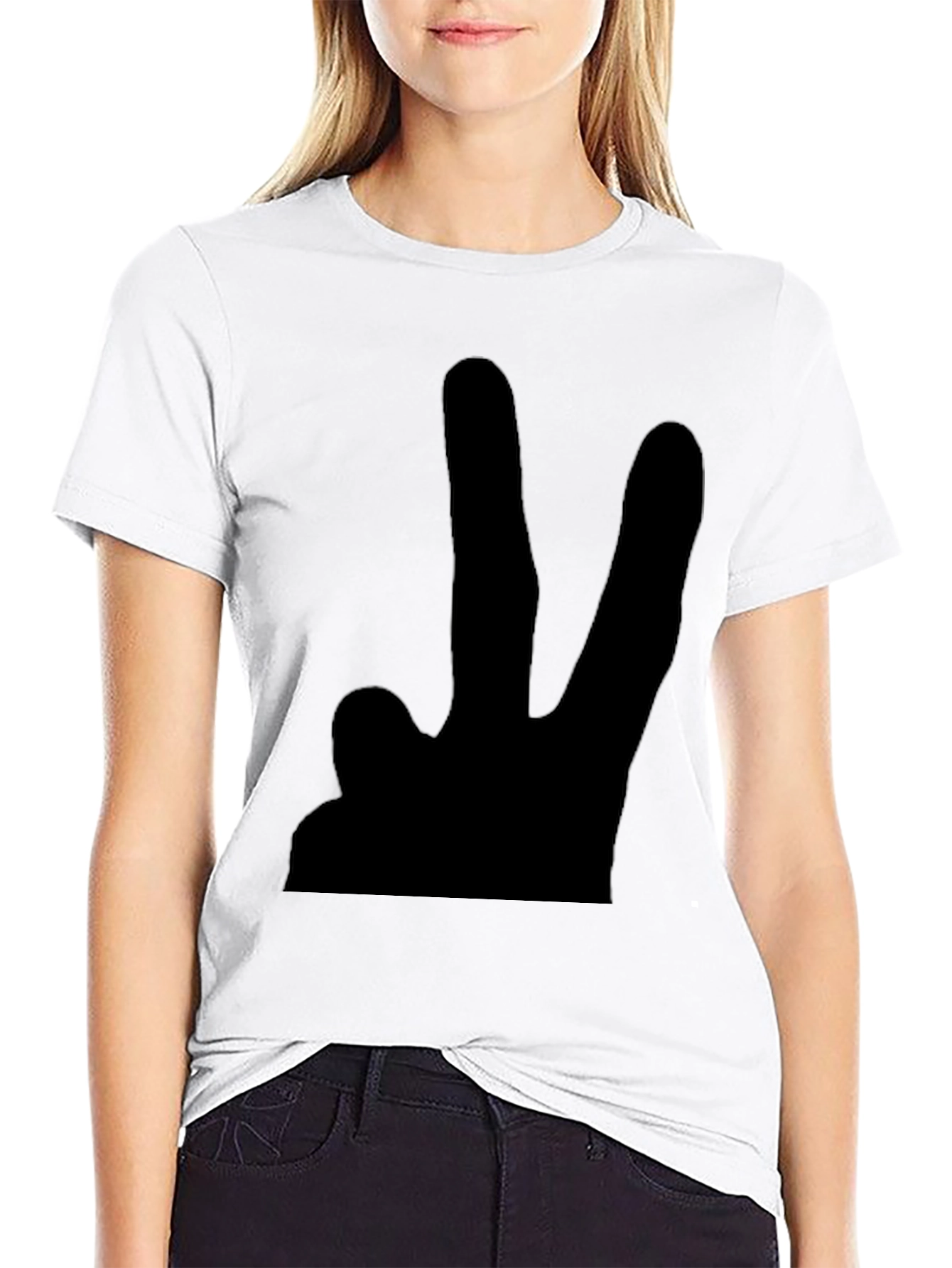Peace Sign T-Shirt - Black Casual Tee