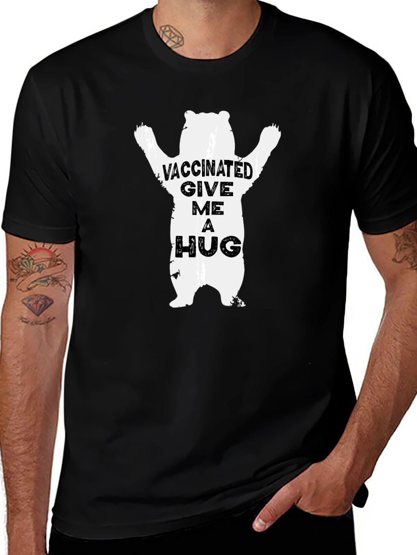 Vaccinated Bear Graphic Tee - Hugs Welcome!