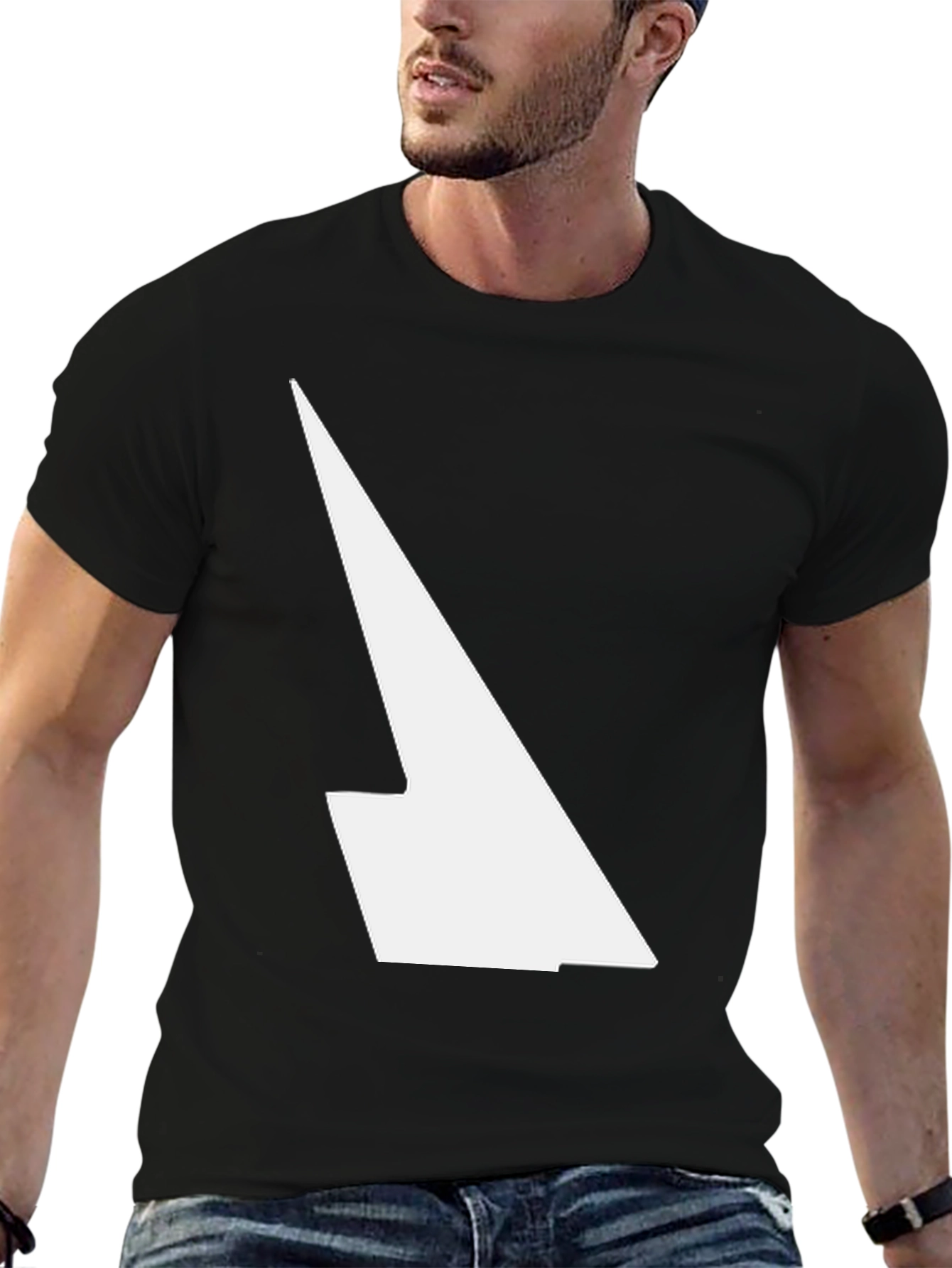 Modern Black T-Shirt with Abstract White Design