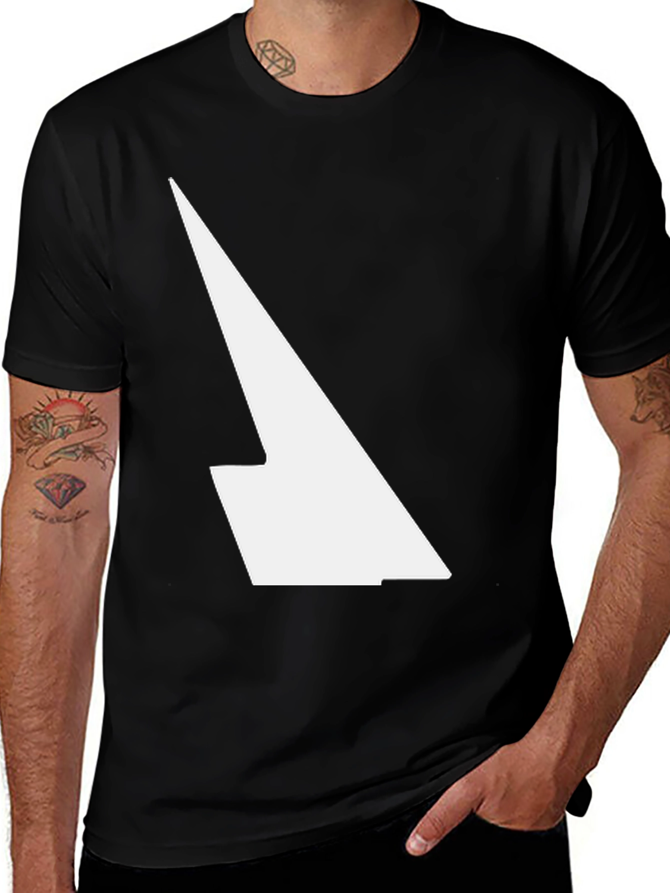 Modern Black T-Shirt with Abstract White Design