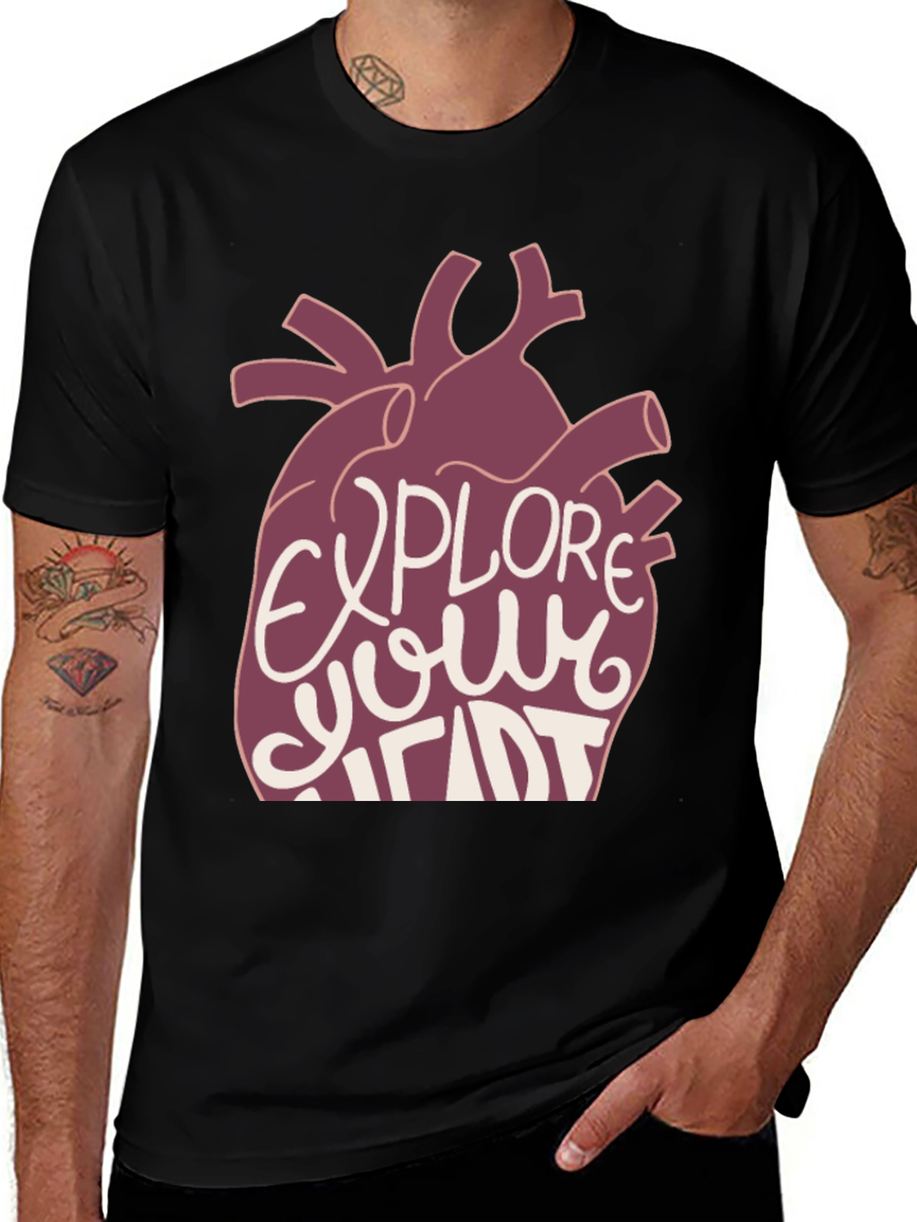 Explore Your Heart Graphic Tee - Black